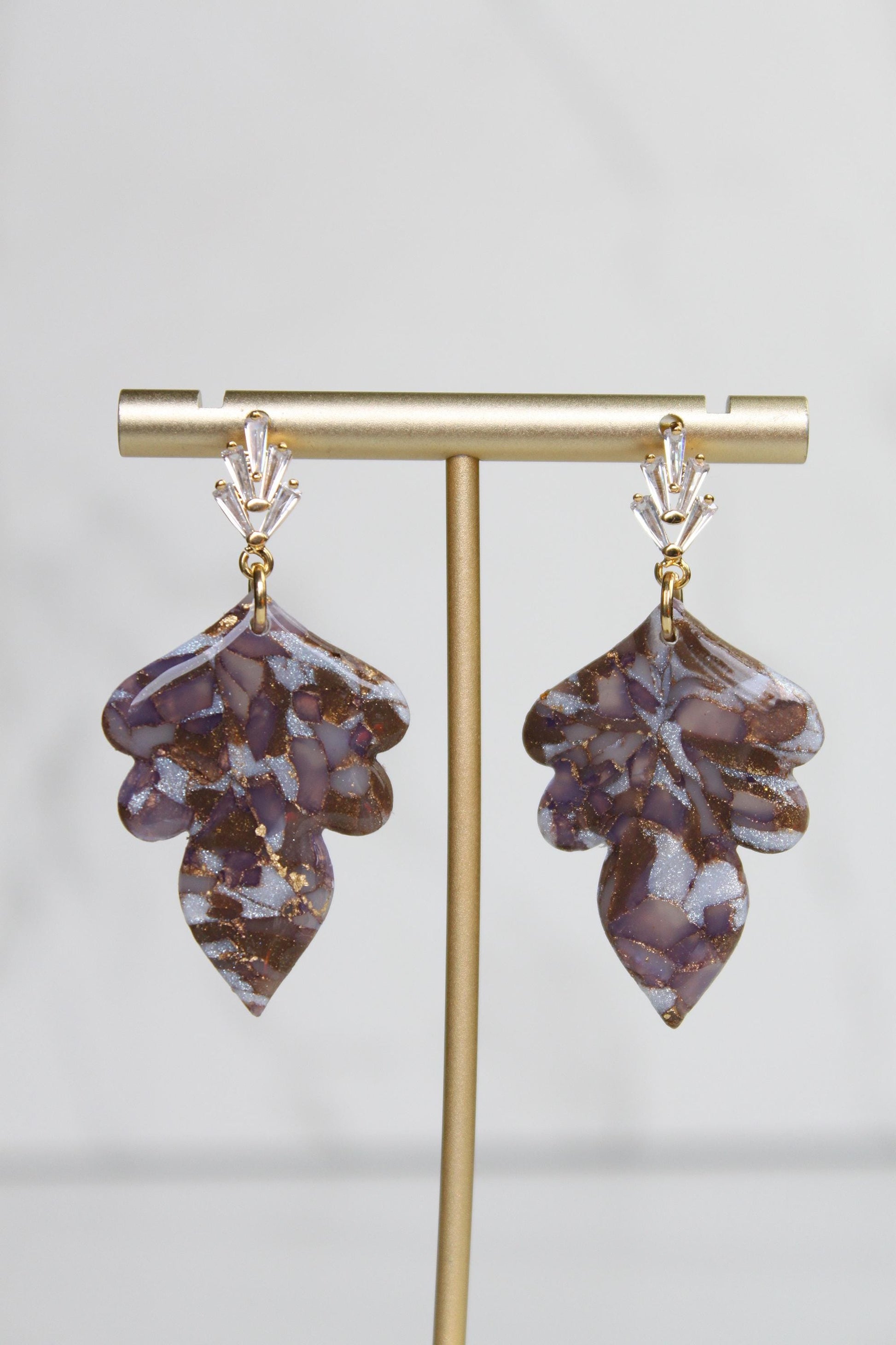 Mocha Brown Marble Clay Earrings | Handmade Statement Earrings | Neutral Textured Dangle Earrings | Lightweight Polymer Clay Jewelry