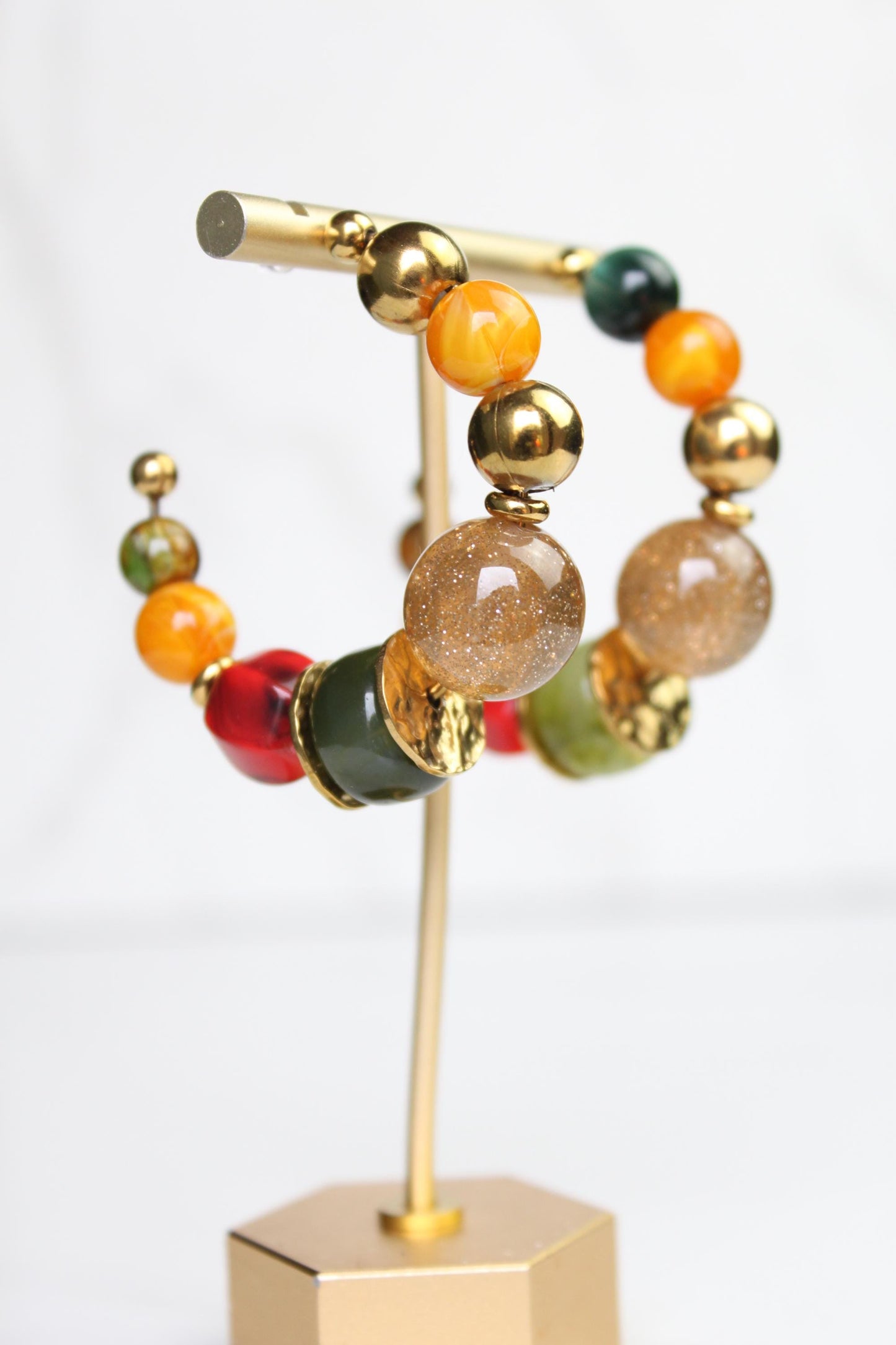 Colorful Beaded Hoop Earrings | Handmade Statement Hoops | Lightweight Bead Jewelry | Fun Everyday Earrings