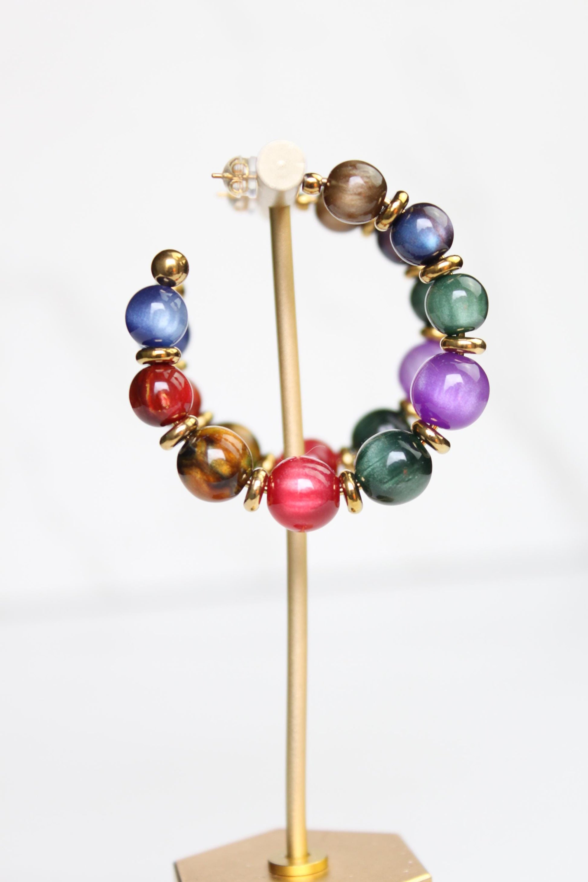 Colorful Beaded Hoop Earrings | Handmade Statement Hoops | Lightweight Bead Jewelry | Fun Everyday Earrings