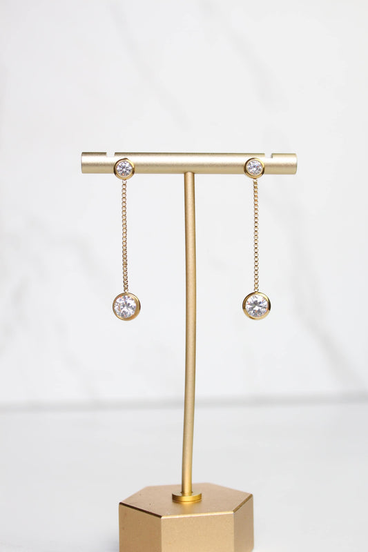 Gold Long Chain Round Drop Dangle Earrings | Fun Everyday Earrings