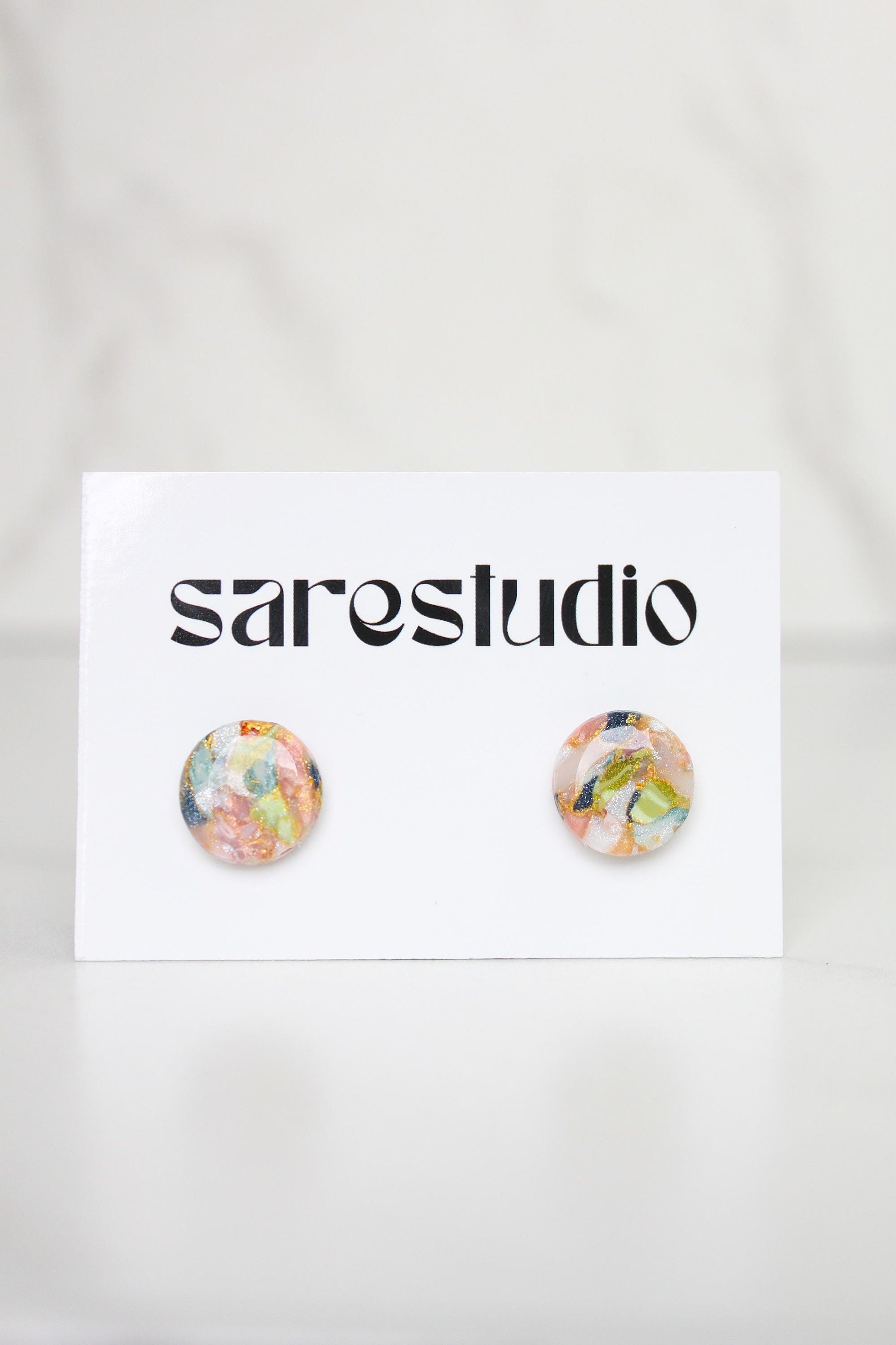 Confetti Marble Clay Stud Earrings – Lightweight Dainty Jewelry, Everyday Fun