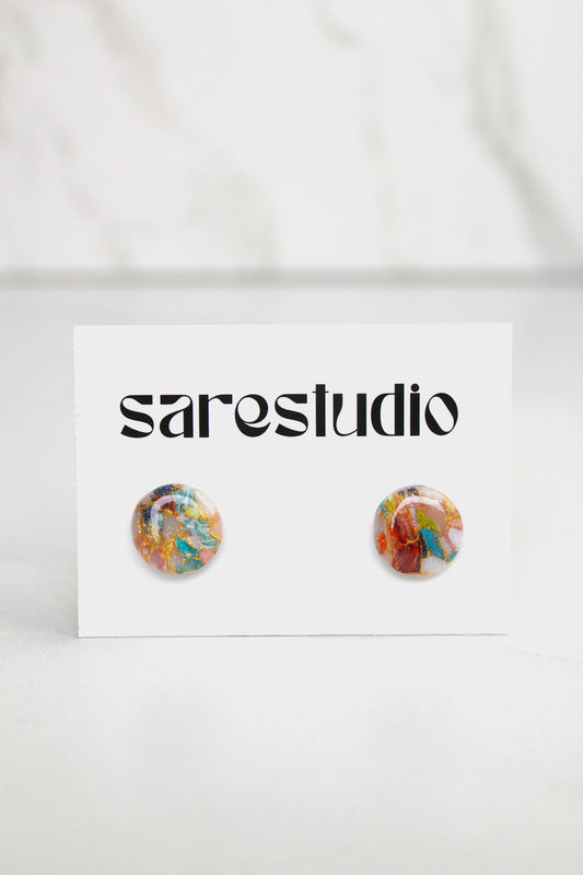 Confetti Marble Clay Stud Earrings – Lightweight Dainty Jewelry, Everyday Fun