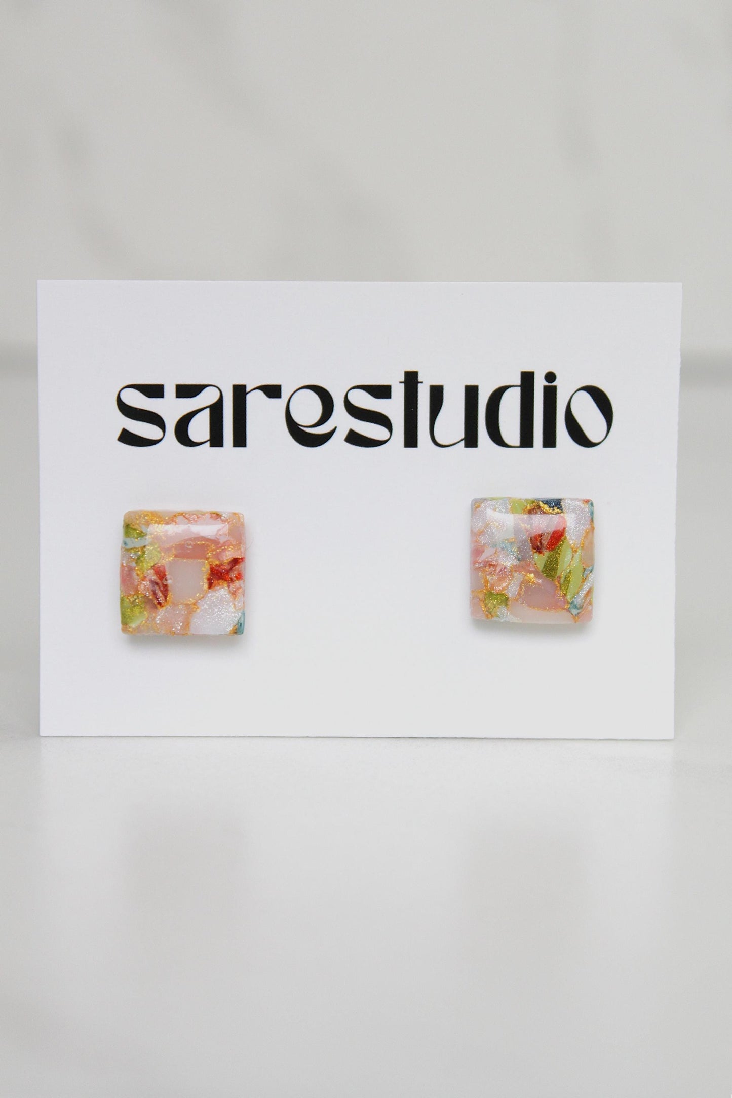 Confetti Marble Clay Stud Earrings – Lightweight Dainty Jewelry, Everyday Fun
