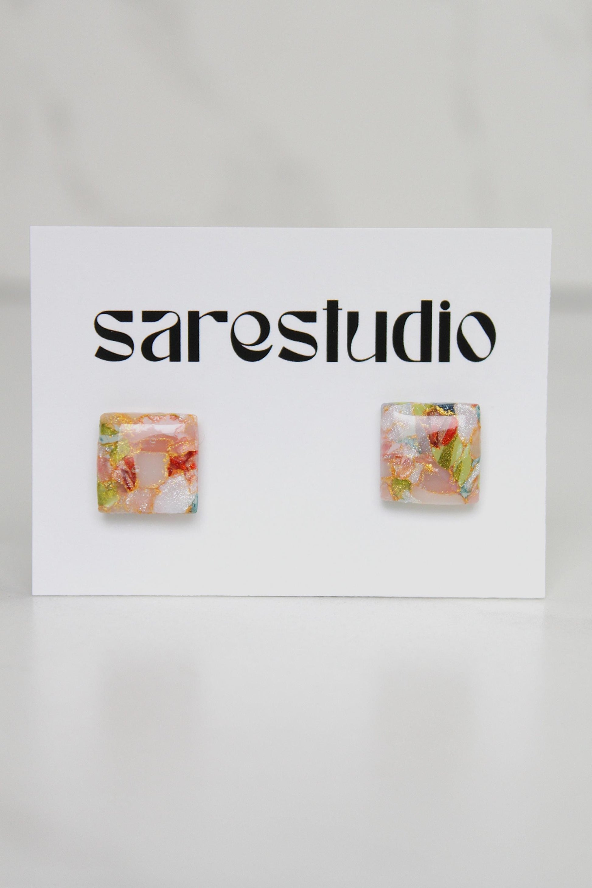 Confetti Marble Clay Stud Earrings – Lightweight Dainty Jewelry, Everyday Fun