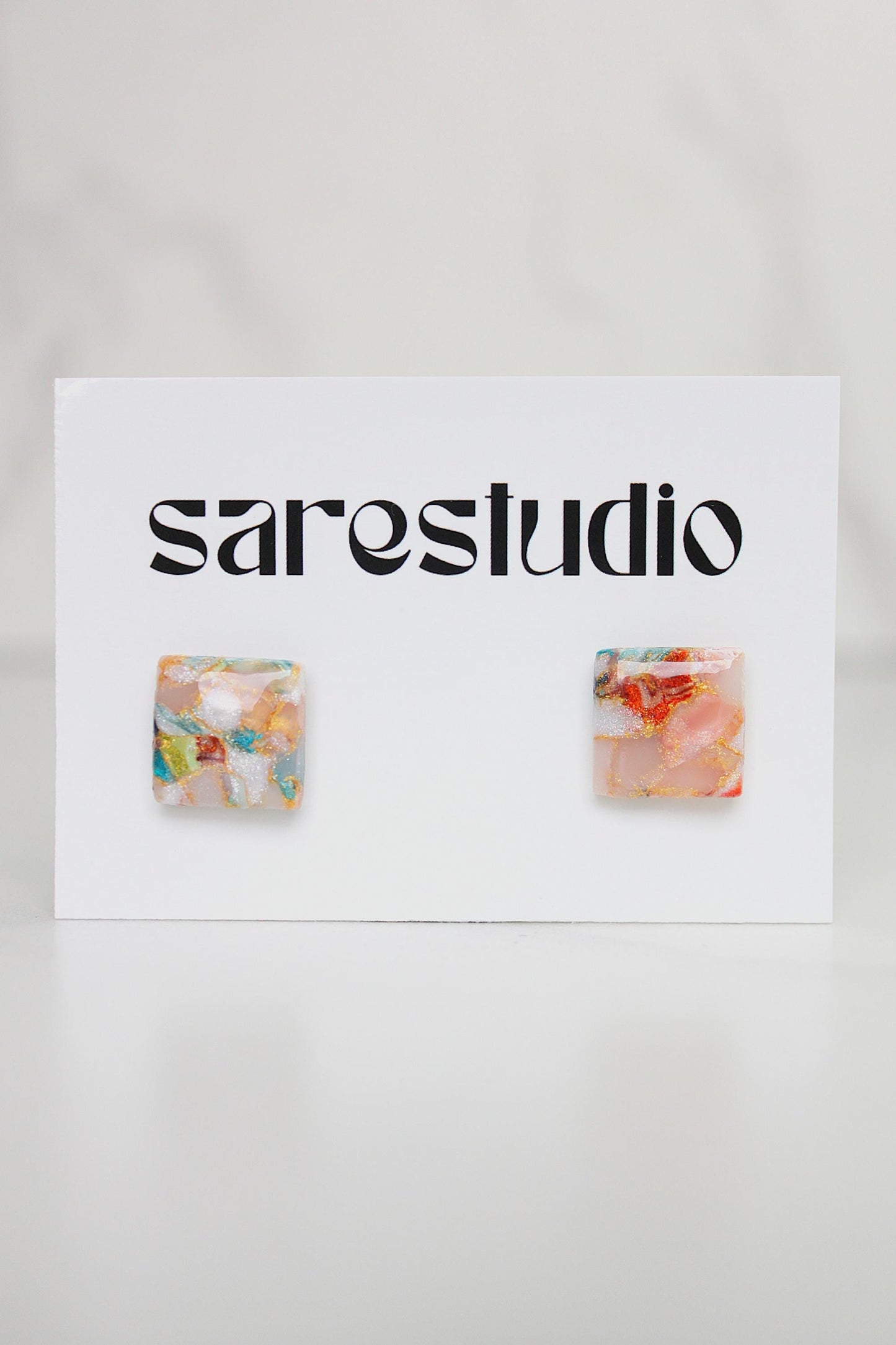 Confetti Marble Clay Stud Earrings – Lightweight Dainty Jewelry, Everyday Fun