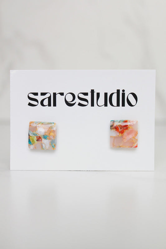 Confetti Marble Clay Stud Earrings – Lightweight Dainty Jewelry, Everyday Fun