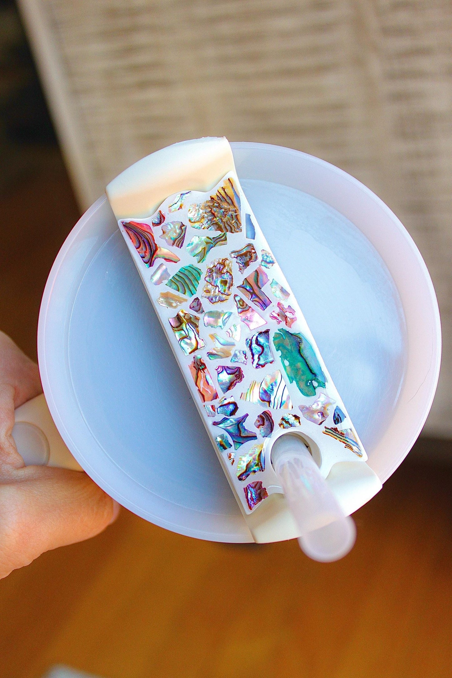 Colorful Seashell Stanley Cup Topper – Iridescent Abalone Shell Topper for 30/40 oz Stanley, Ocean Aesthetic Cup Accessory, Beach Gift