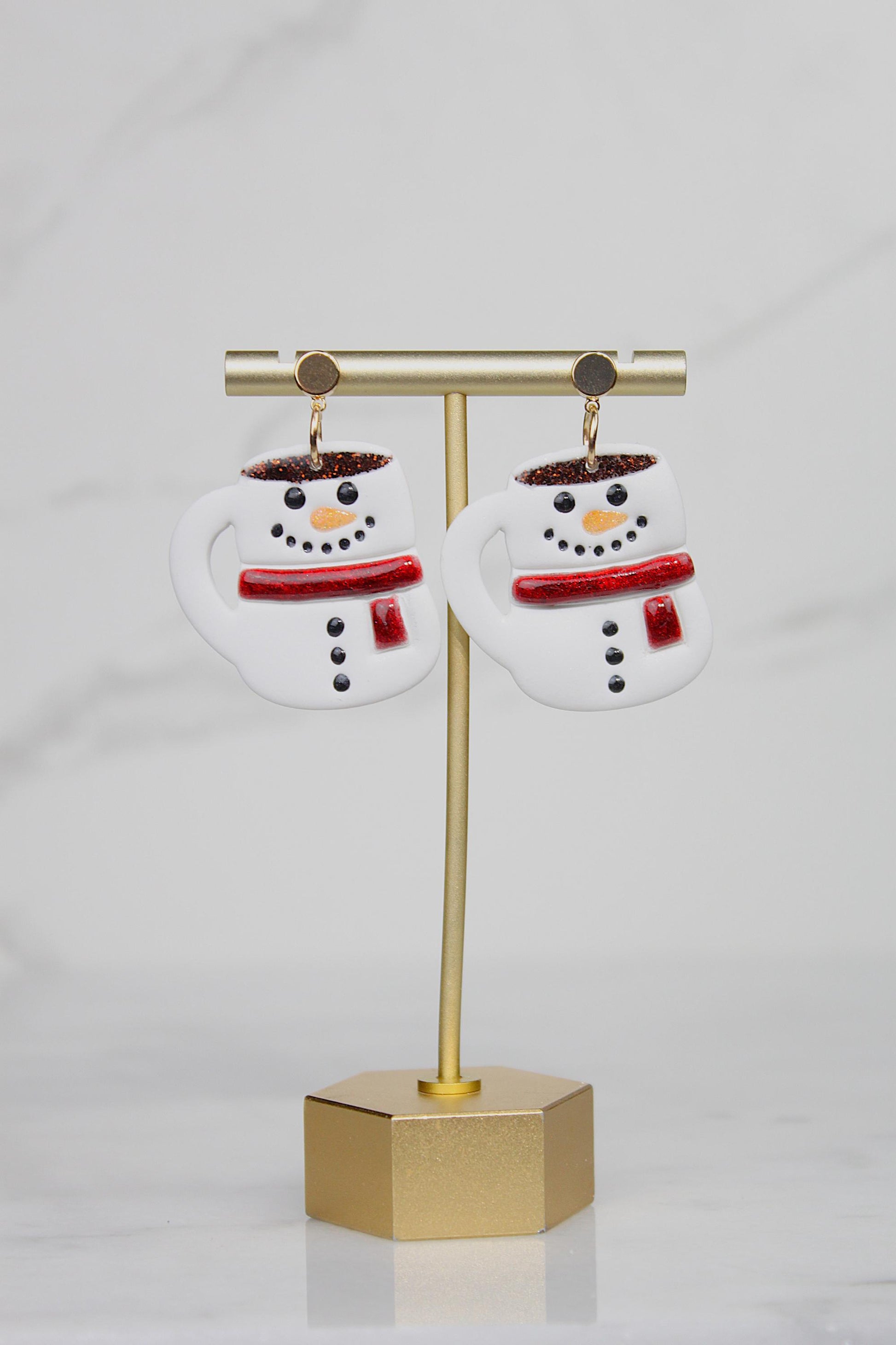 Polymer Clay Christmas Mug Earrings - Hot Cocoa Snowman Reindeer Grinch Designs