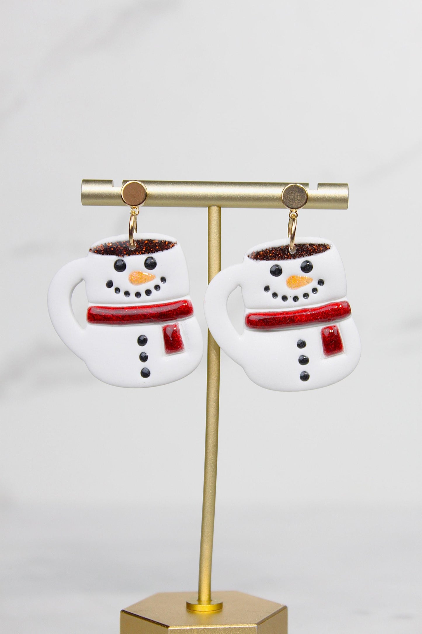 Polymer Clay Christmas Mug Earrings - Hot Cocoa Snowman Reindeer Grinch Designs