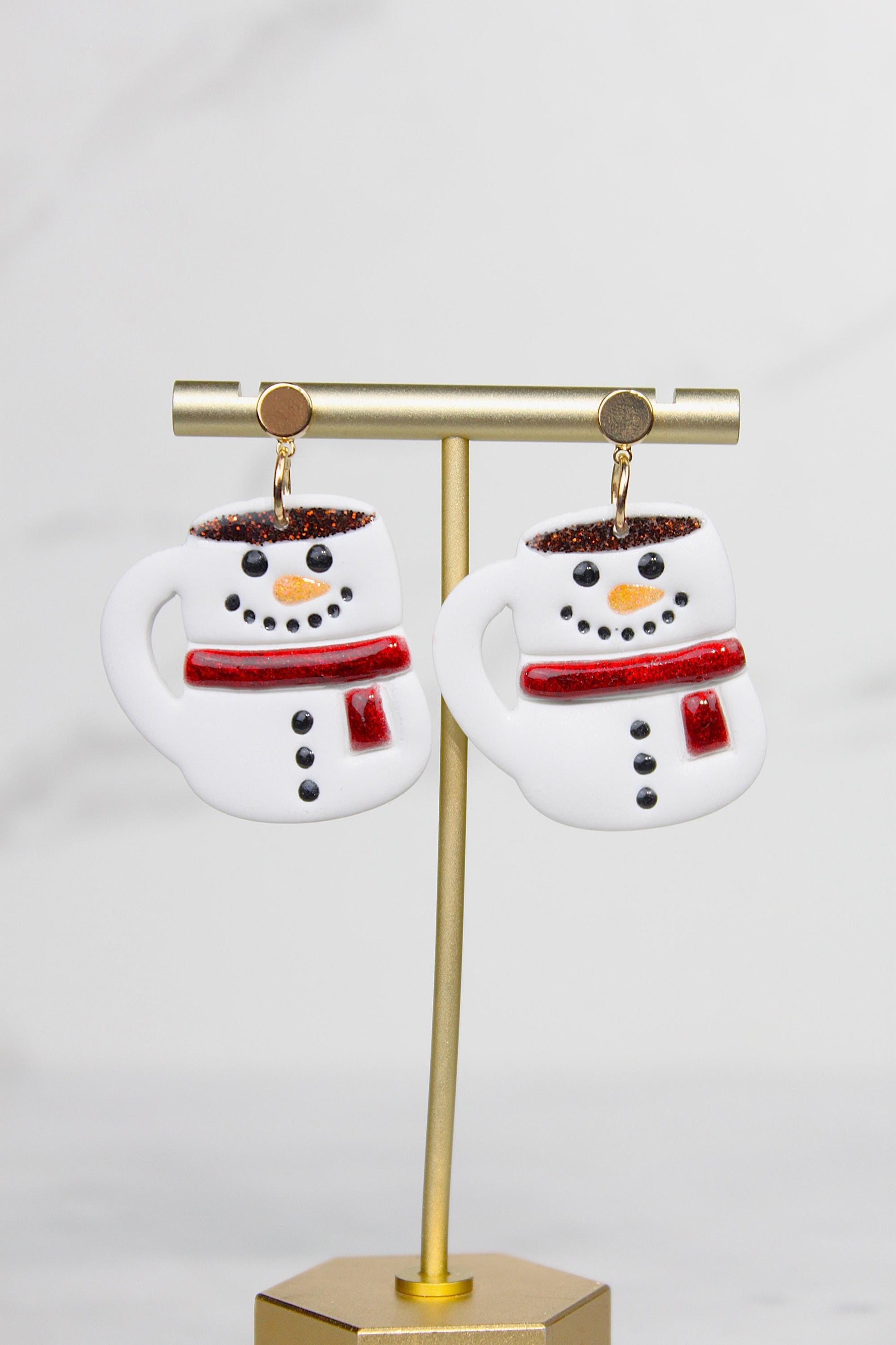 Polymer Clay Christmas Mug Earrings - Hot Cocoa Snowman Reindeer Grinch Designs