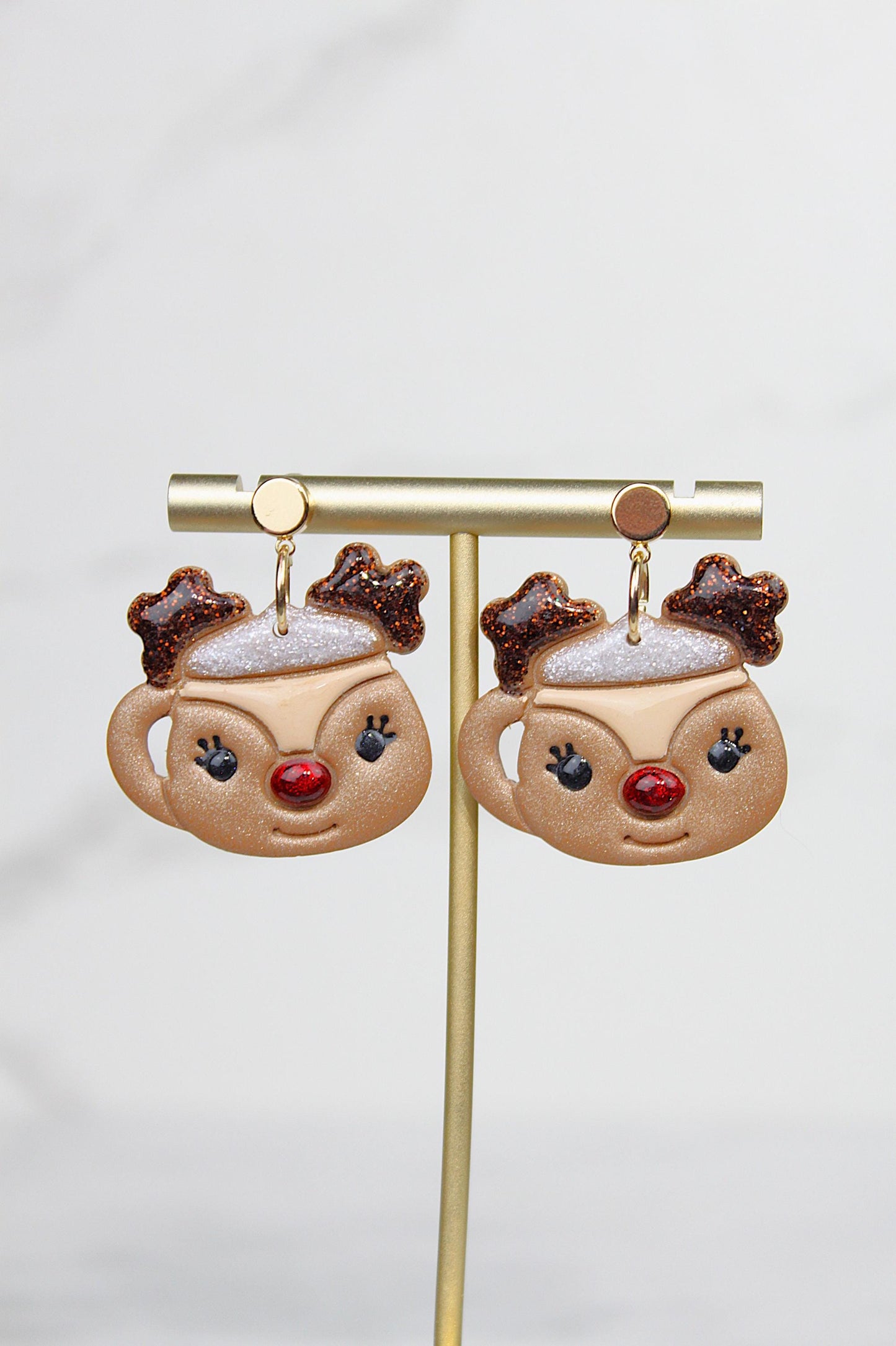 Polymer Clay Christmas Mug Earrings - Hot Cocoa Snowman Reindeer Grinch Designs