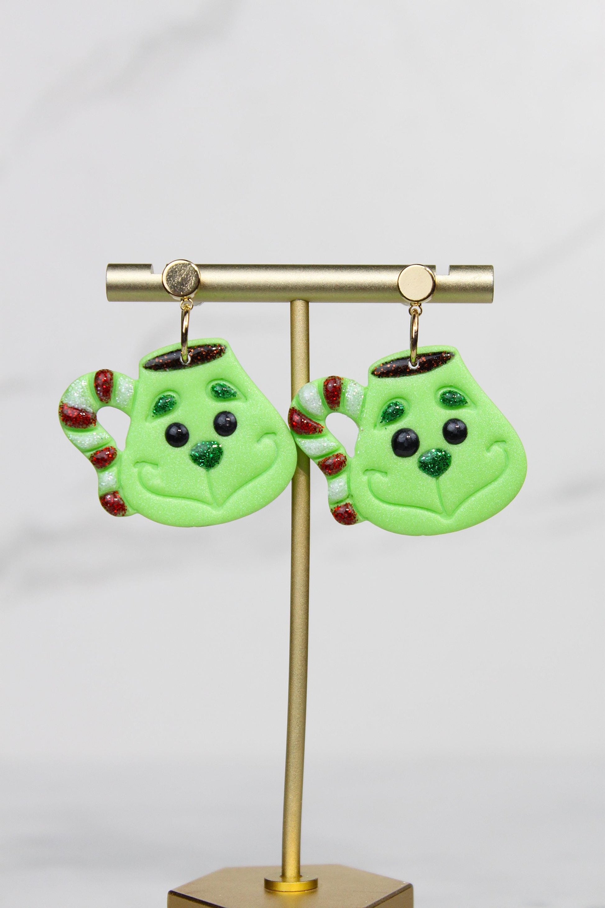 Polymer Clay Christmas Mug Earrings - Hot Cocoa Snowman Reindeer Grinch Designs