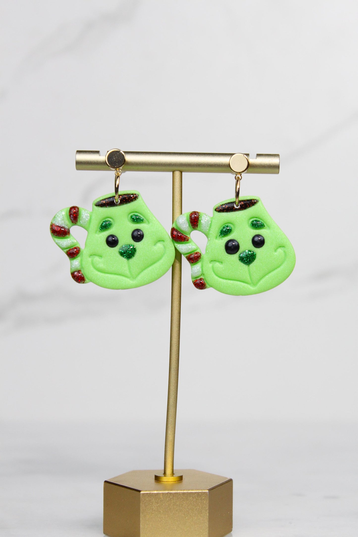 Polymer Clay Christmas Mug Earrings - Hot Cocoa Snowman Reindeer Grinch Designs