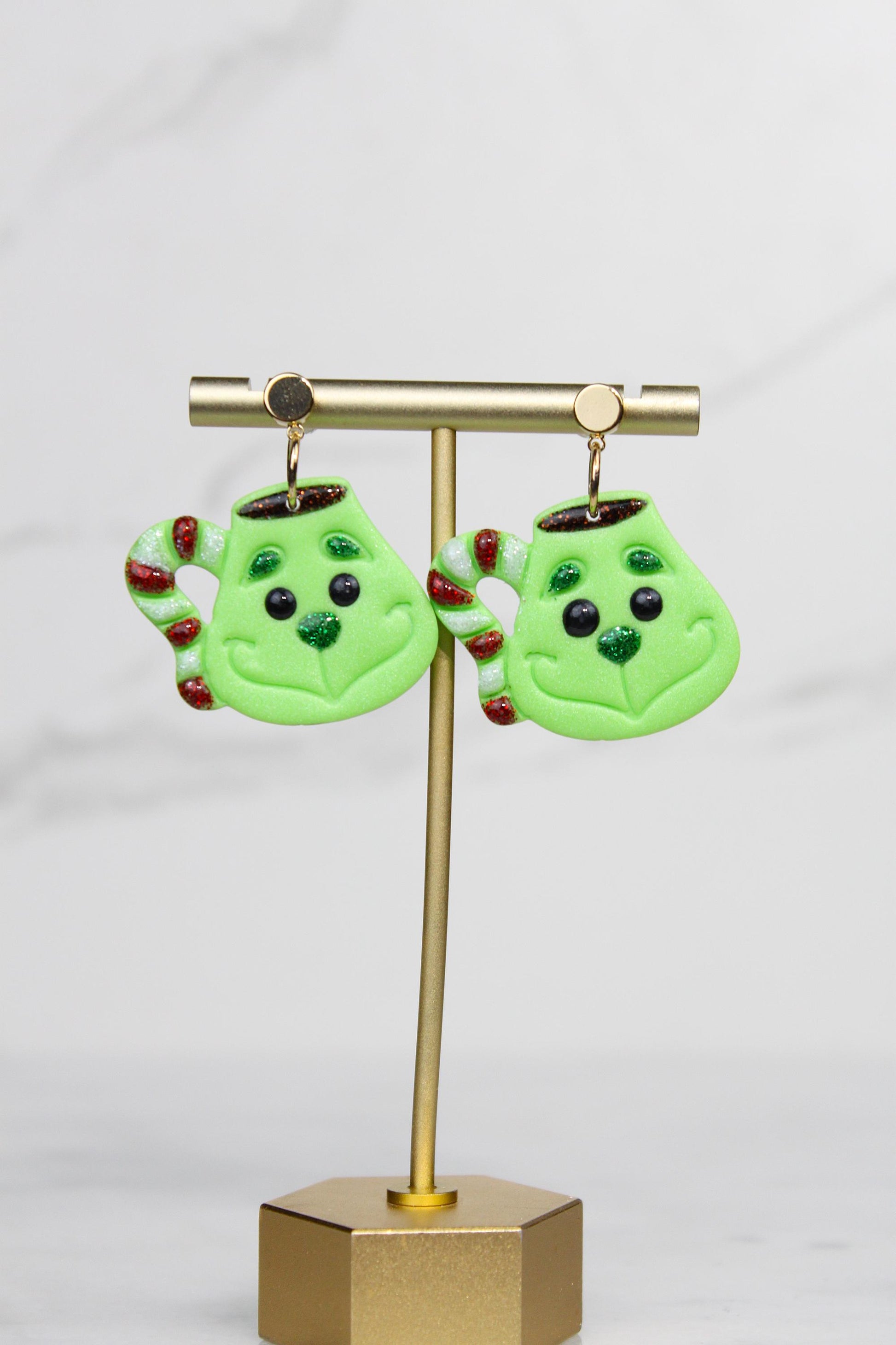 Polymer Clay Christmas Mug Earrings - Hot Cocoa Snowman Reindeer Grinch Designs
