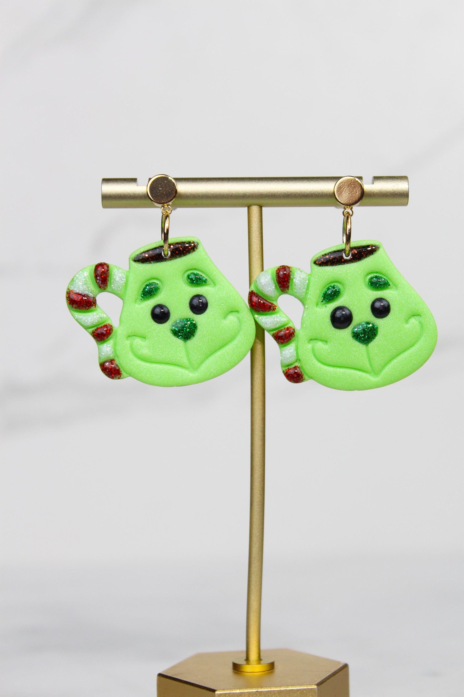 Polymer Clay Christmas Mug Earrings - Hot Cocoa Snowman Reindeer Grinch Designs