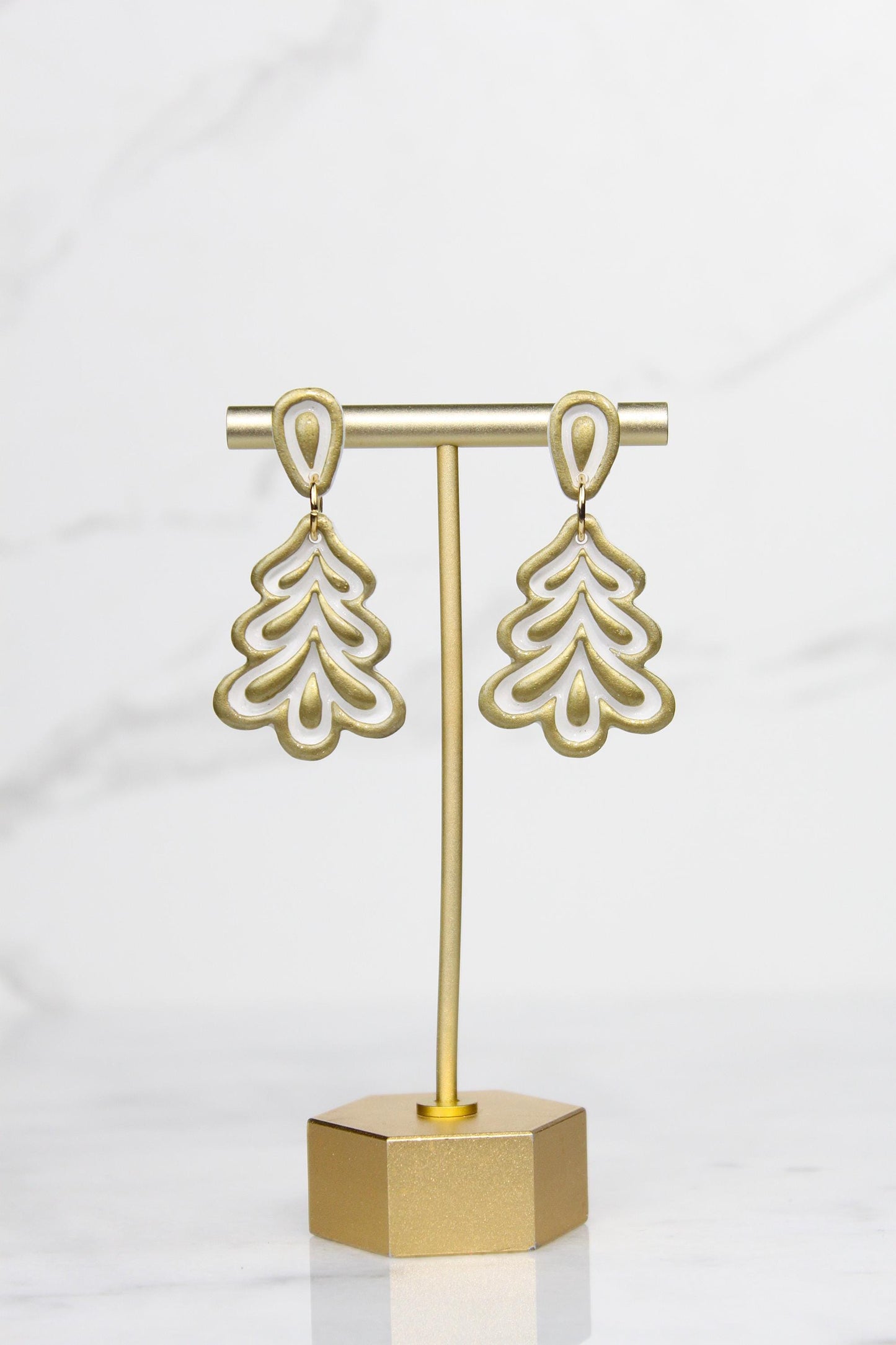 Polymer Clay Christmas Tree Earrings - Colorful Holiday Dangle Earrings