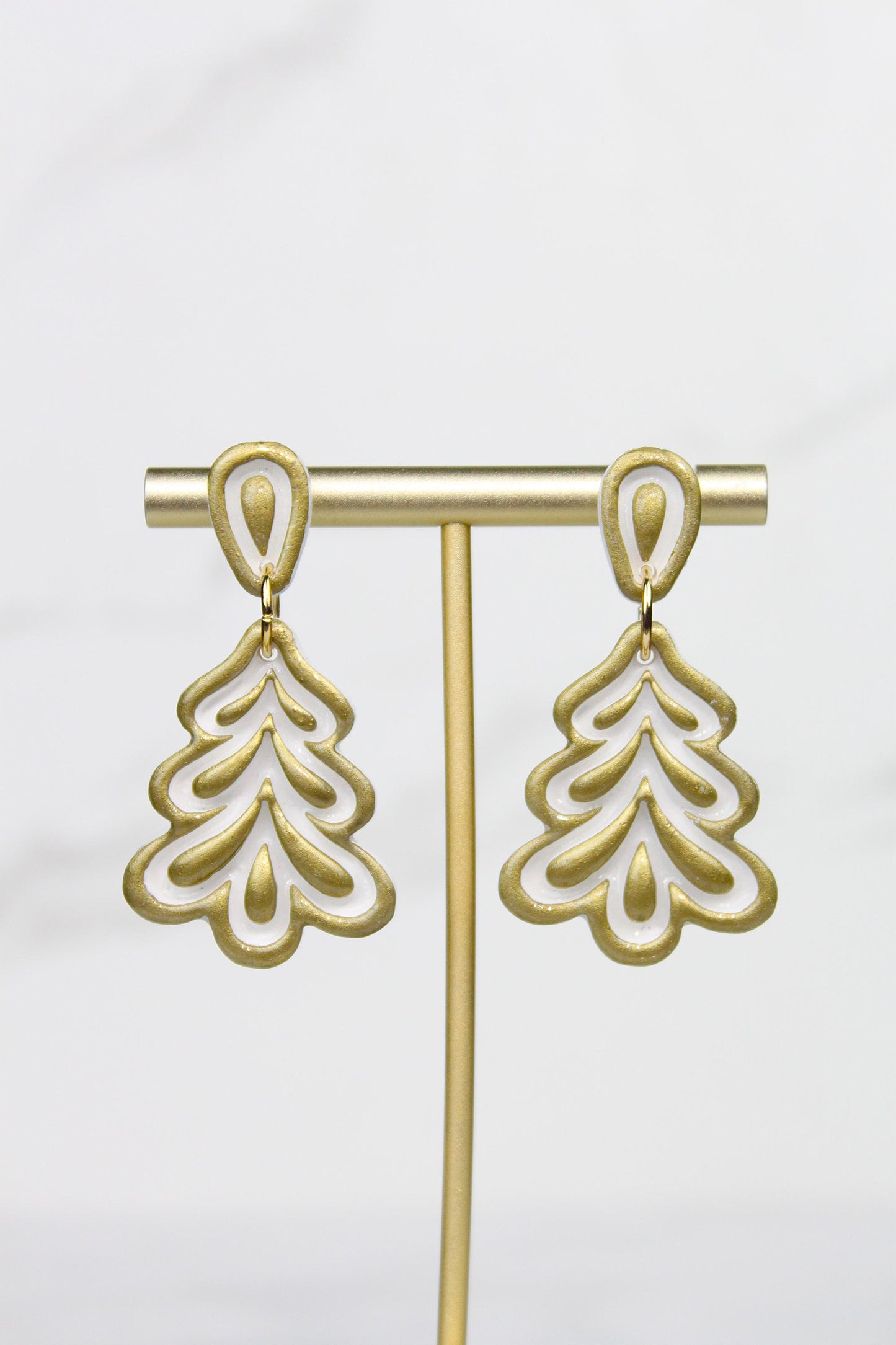 Polymer Clay Christmas Tree Earrings - Colorful Holiday Dangle Earrings