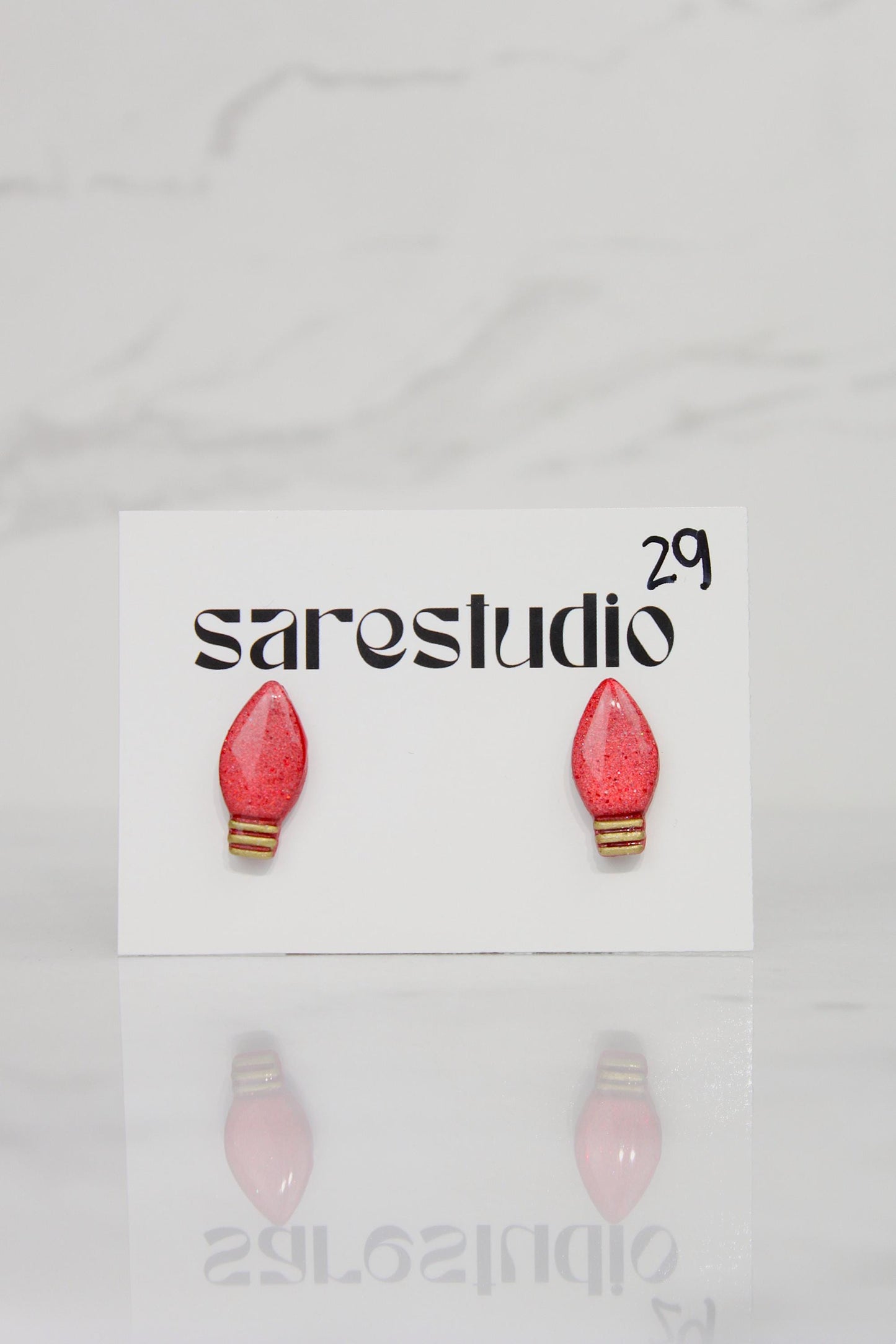 Polymer Clay Christmas Light Bulb Studs - Mini Holiday Light Earrings