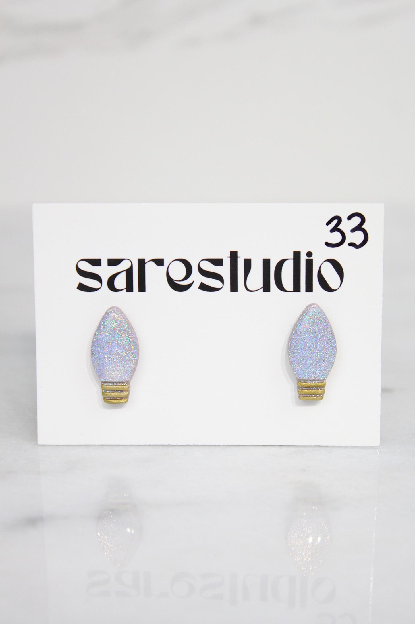 Polymer Clay Christmas Light Bulb Studs - Mini Holiday Light Earrings