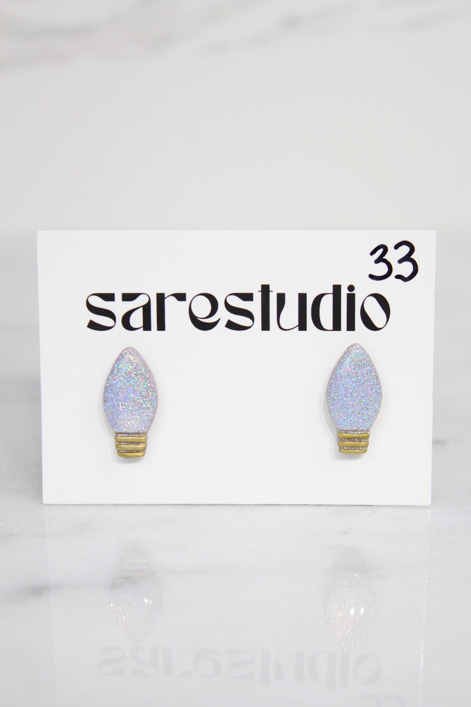 Polymer Clay Christmas Light Bulb Studs - Mini Holiday Light Earrings