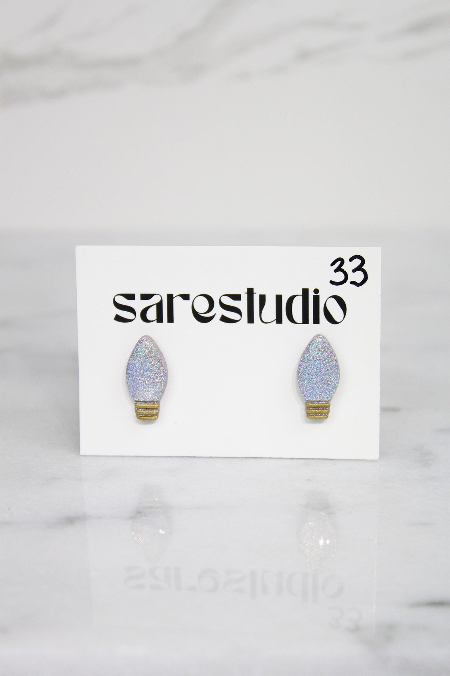 Polymer Clay Christmas Light Bulb Studs - Mini Holiday Light Earrings