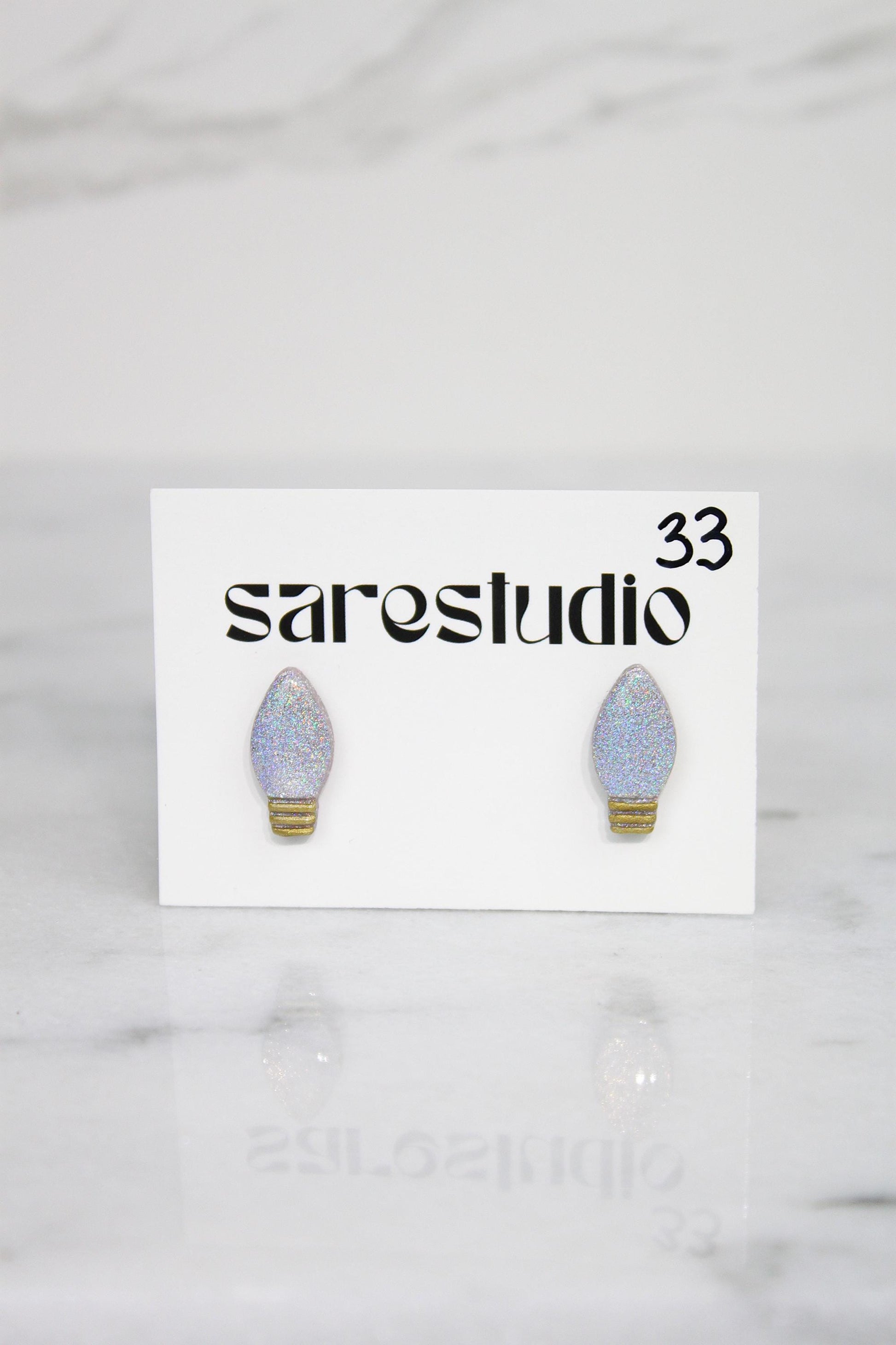 Polymer Clay Christmas Light Bulb Studs - Mini Holiday Light Earrings