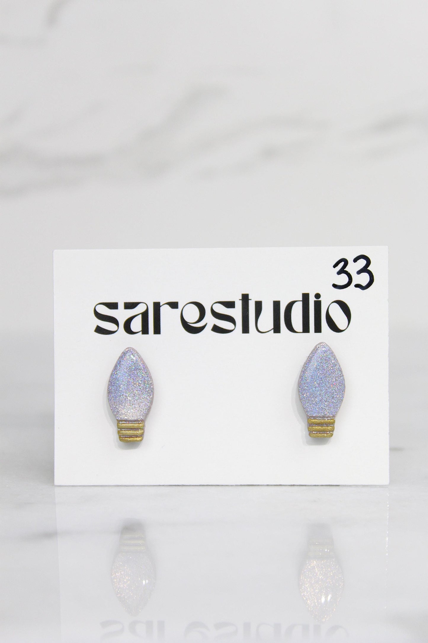 Polymer Clay Christmas Light Bulb Studs - Mini Holiday Light Earrings