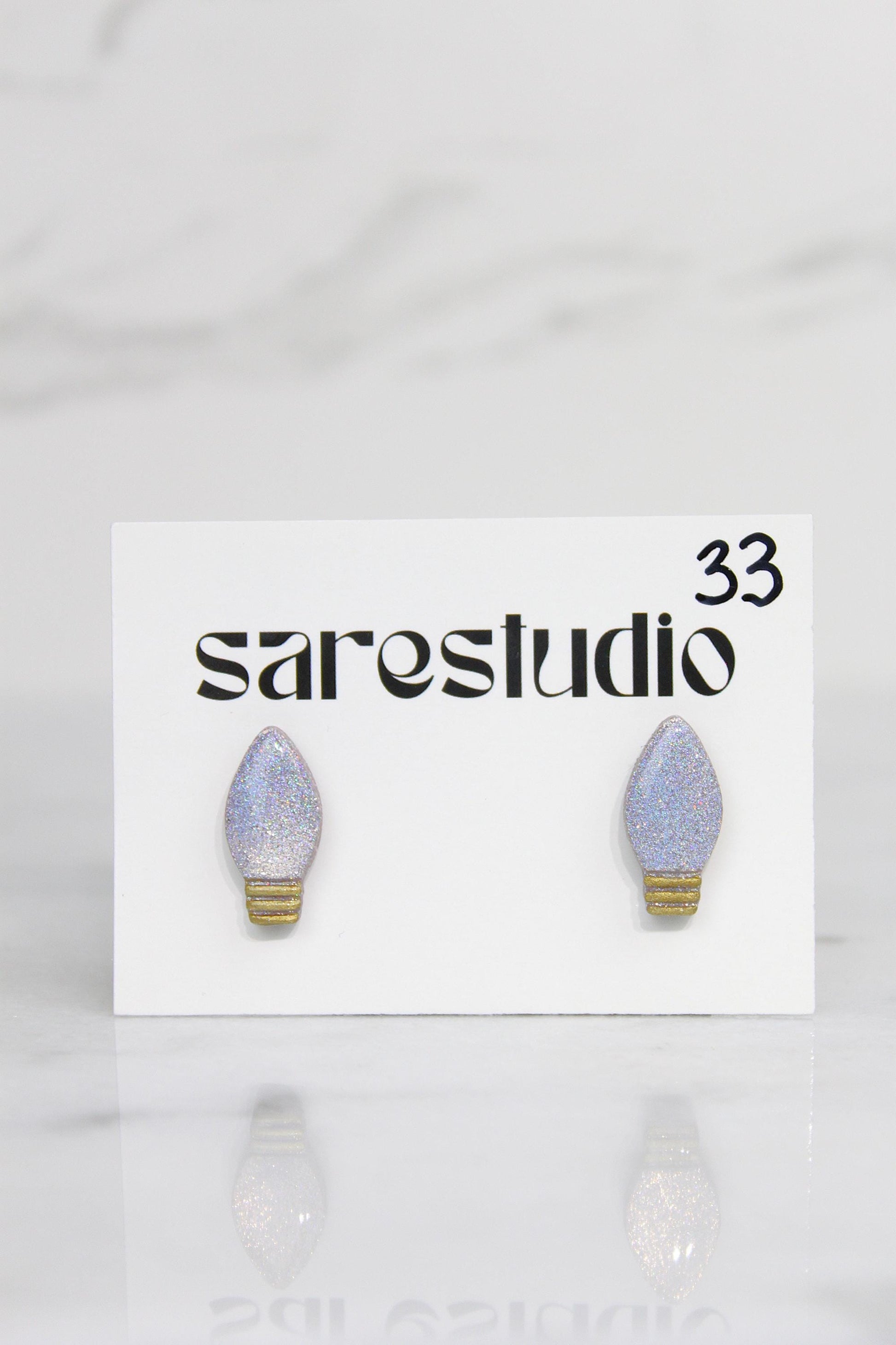 Polymer Clay Christmas Light Bulb Studs - Mini Holiday Light Earrings