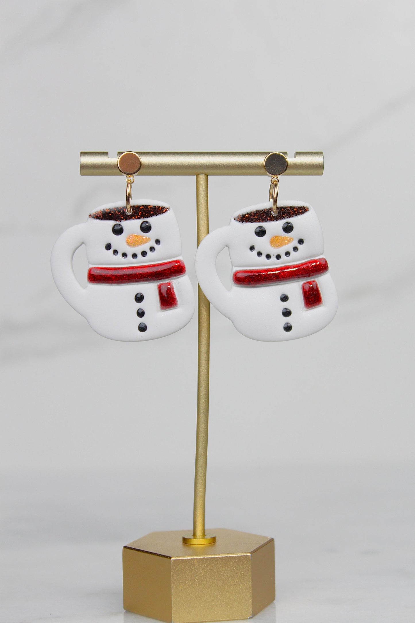 Polymer Clay Christmas Mug Earrings - Hot Cocoa Snowman Reindeer Grinch Designs