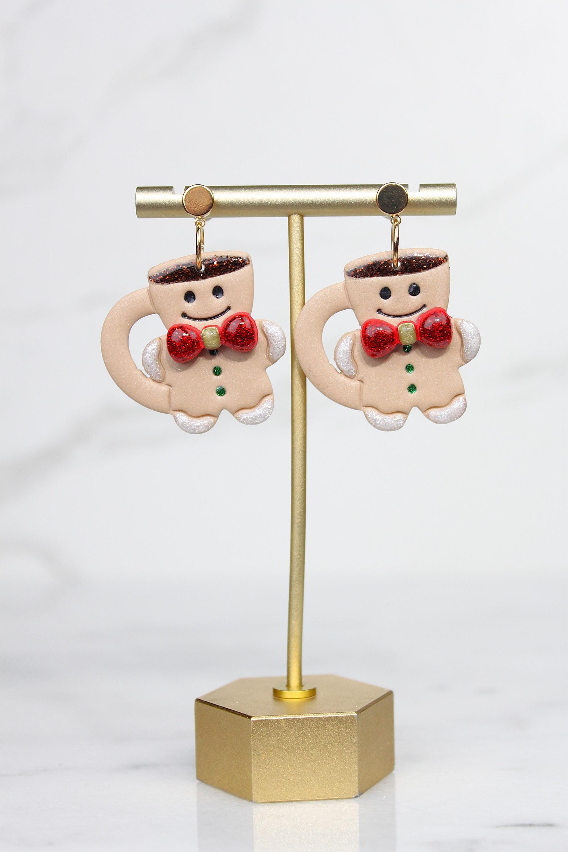 Polymer Clay Christmas Mug Earrings - Hot Cocoa Snowman Reindeer Grinch Designs