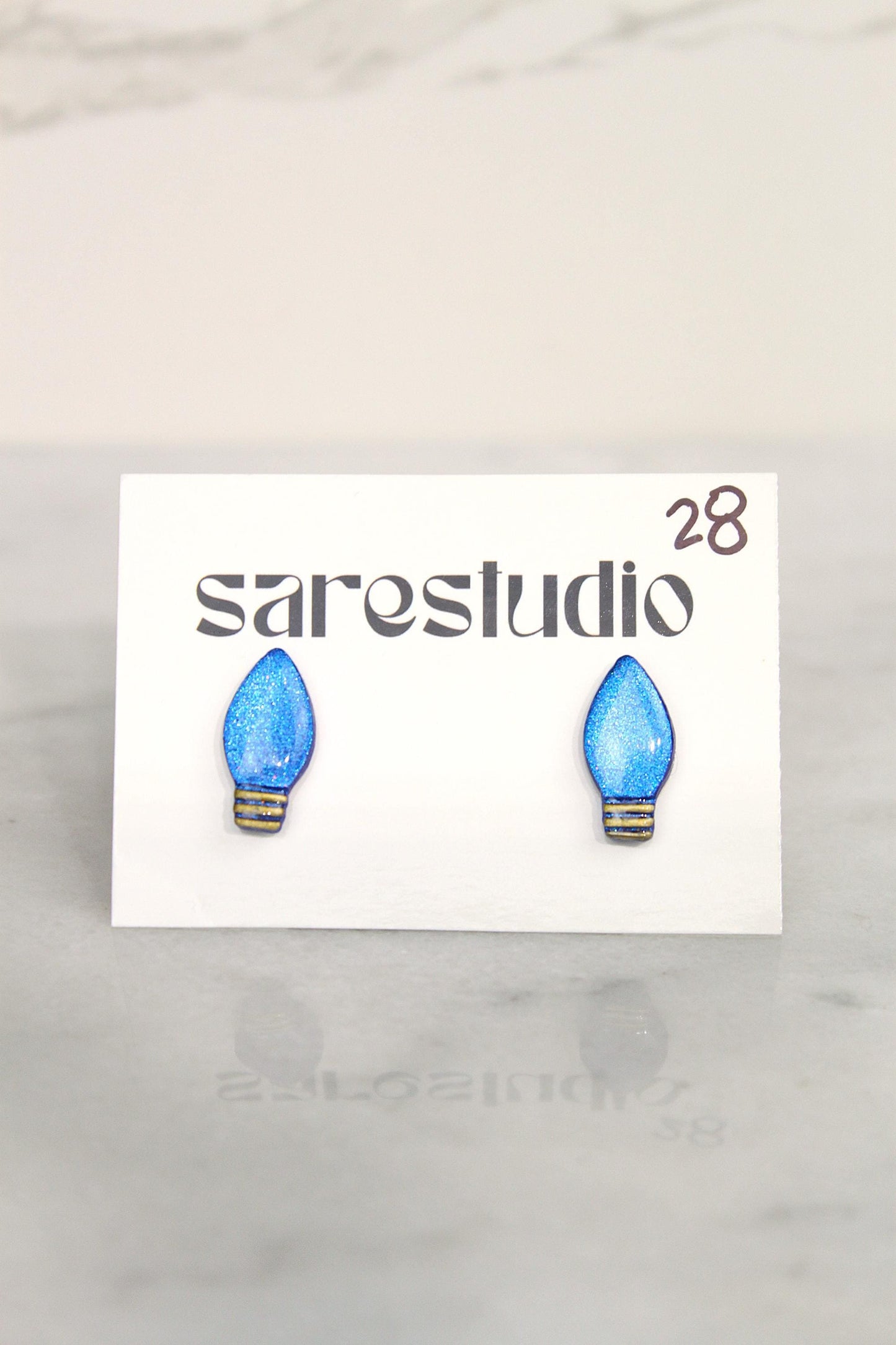 Polymer Clay Christmas Light Bulb Studs - Mini Holiday Light Earrings