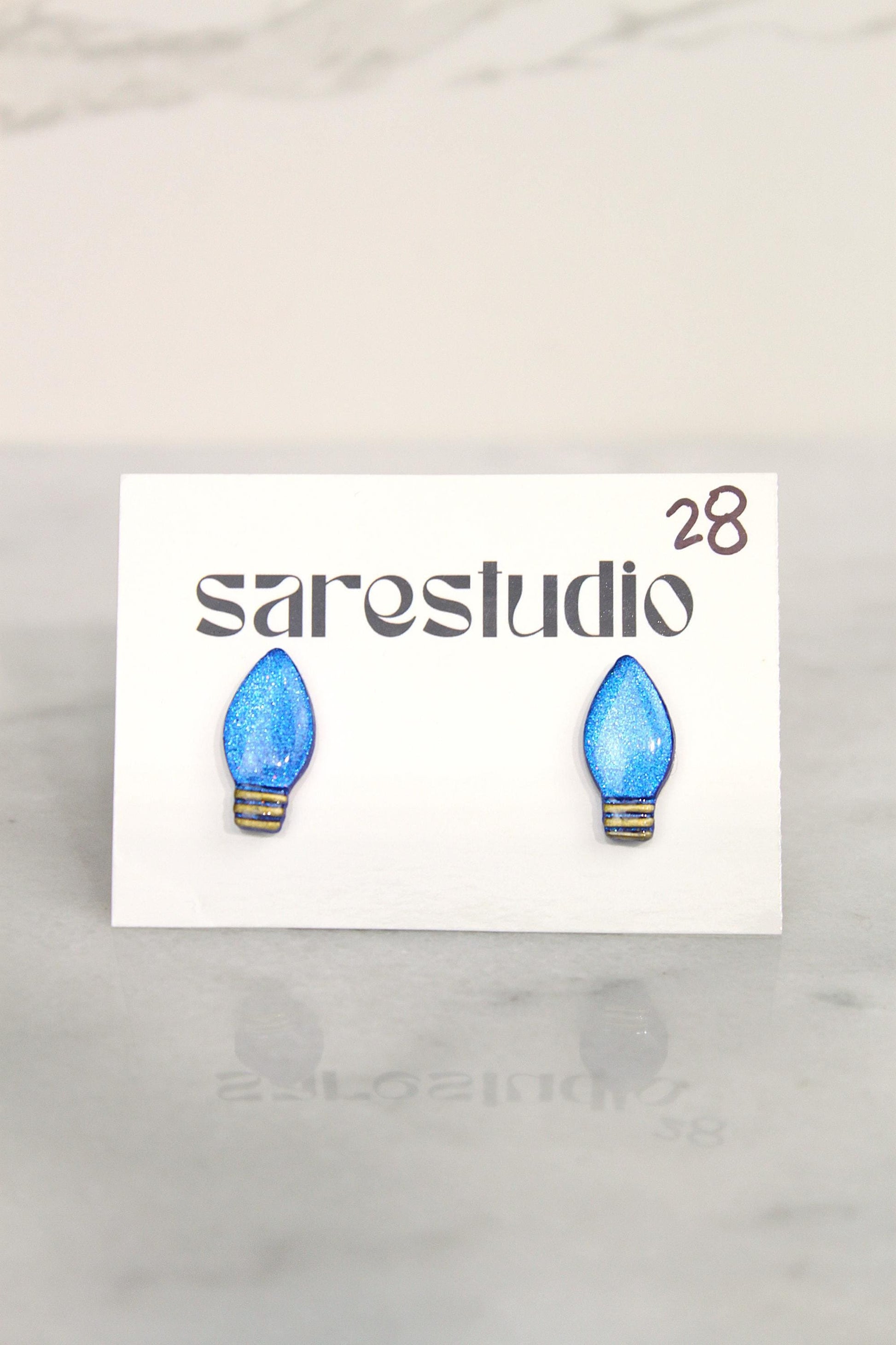 Polymer Clay Christmas Light Bulb Studs - Mini Holiday Light Earrings