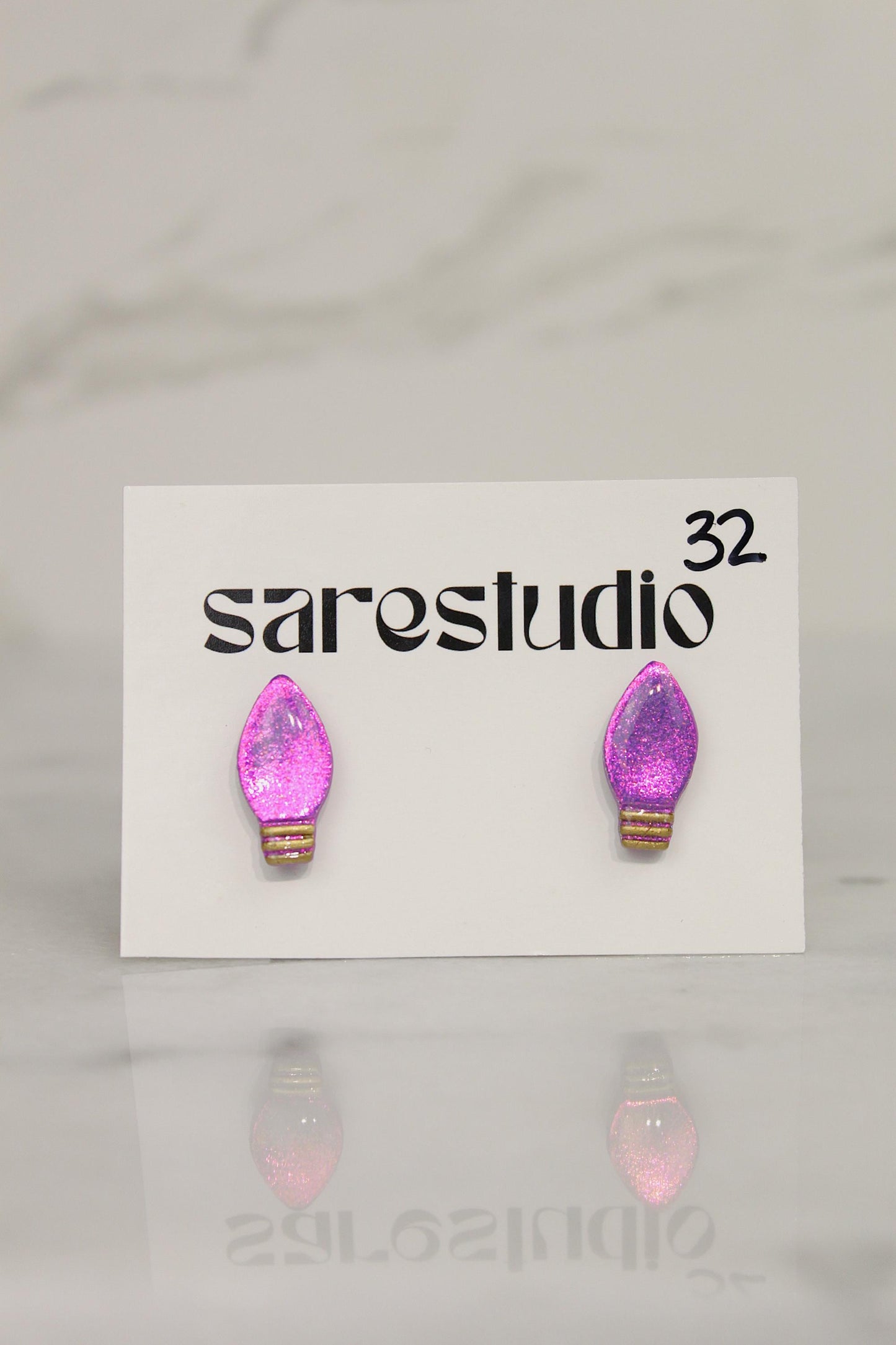 Polymer Clay Christmas Light Bulb Studs - Mini Holiday Light Earrings