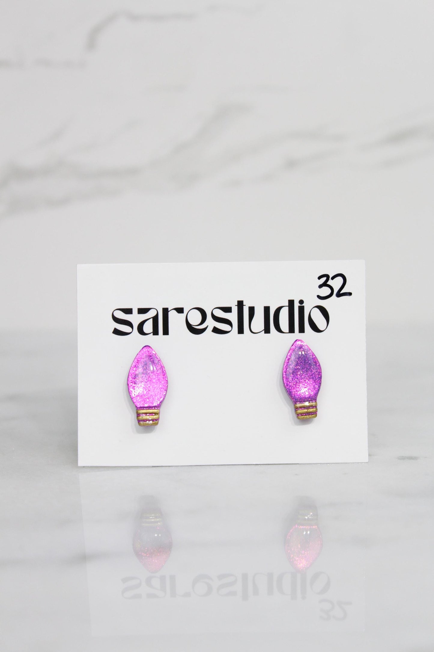 Polymer Clay Christmas Light Bulb Studs - Mini Holiday Light Earrings