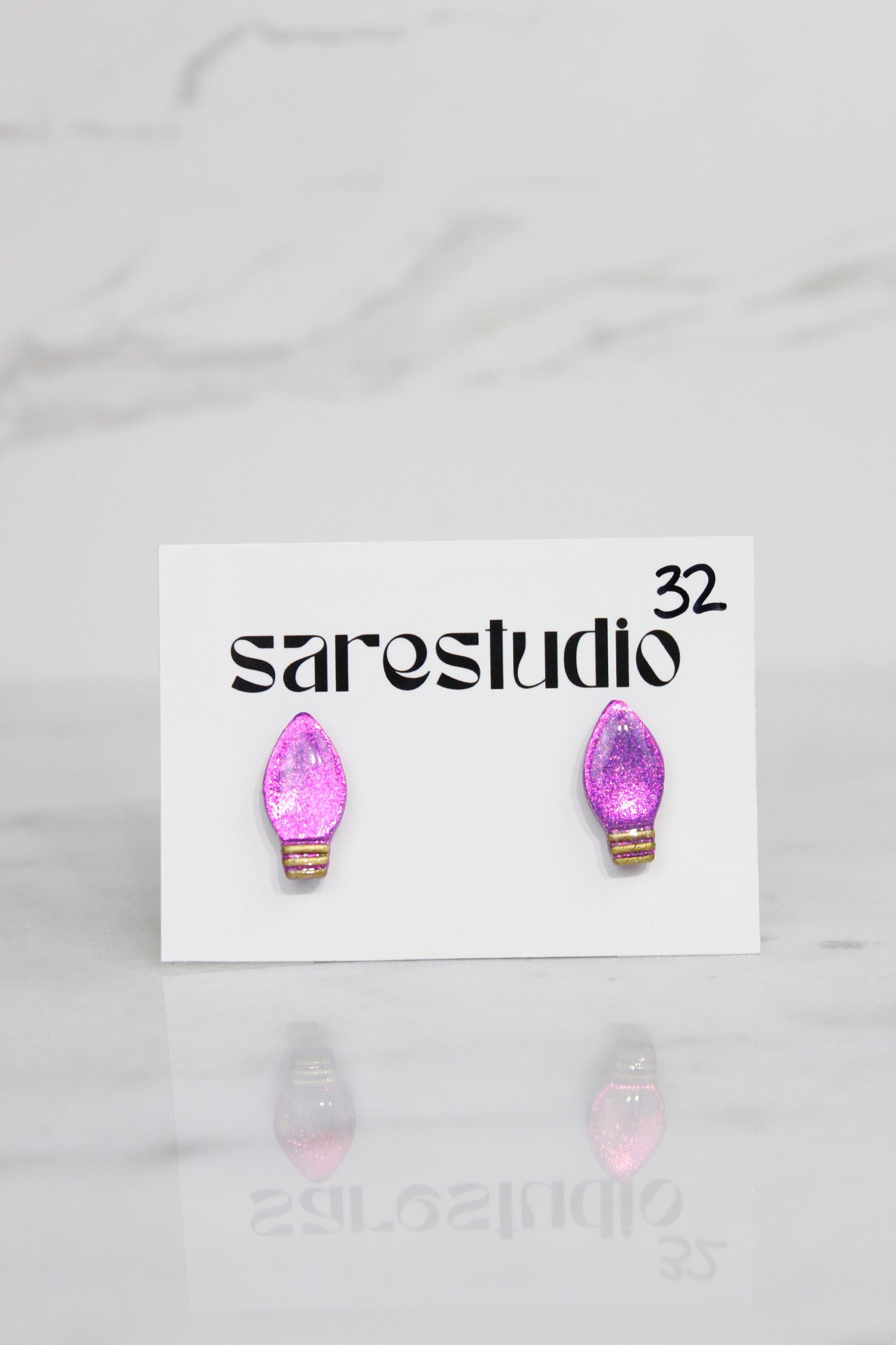 Polymer Clay Christmas Light Bulb Studs - Mini Holiday Light Earrings