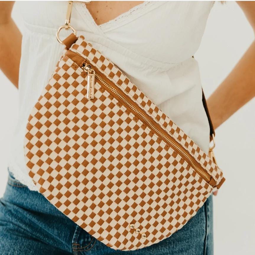 Women’s Woven Crossbody Bum Bag | Neutral Sling Bag | Trendy Everyday Fanny Pack