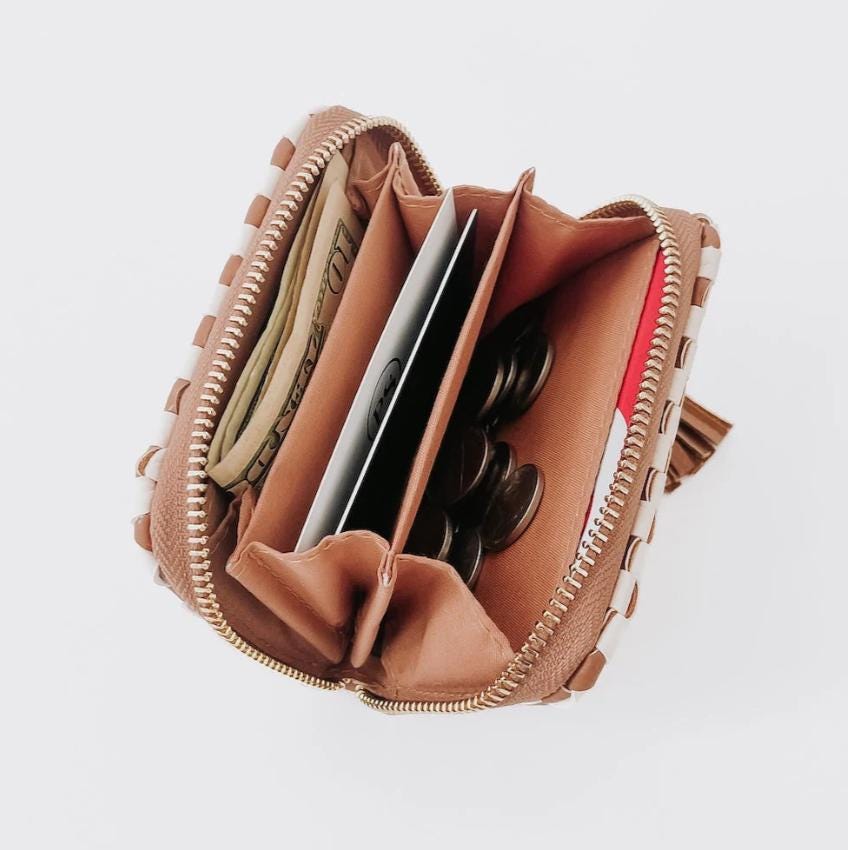 Wynona Woven Wallet for Women | Vegan Leather Zip Wallet