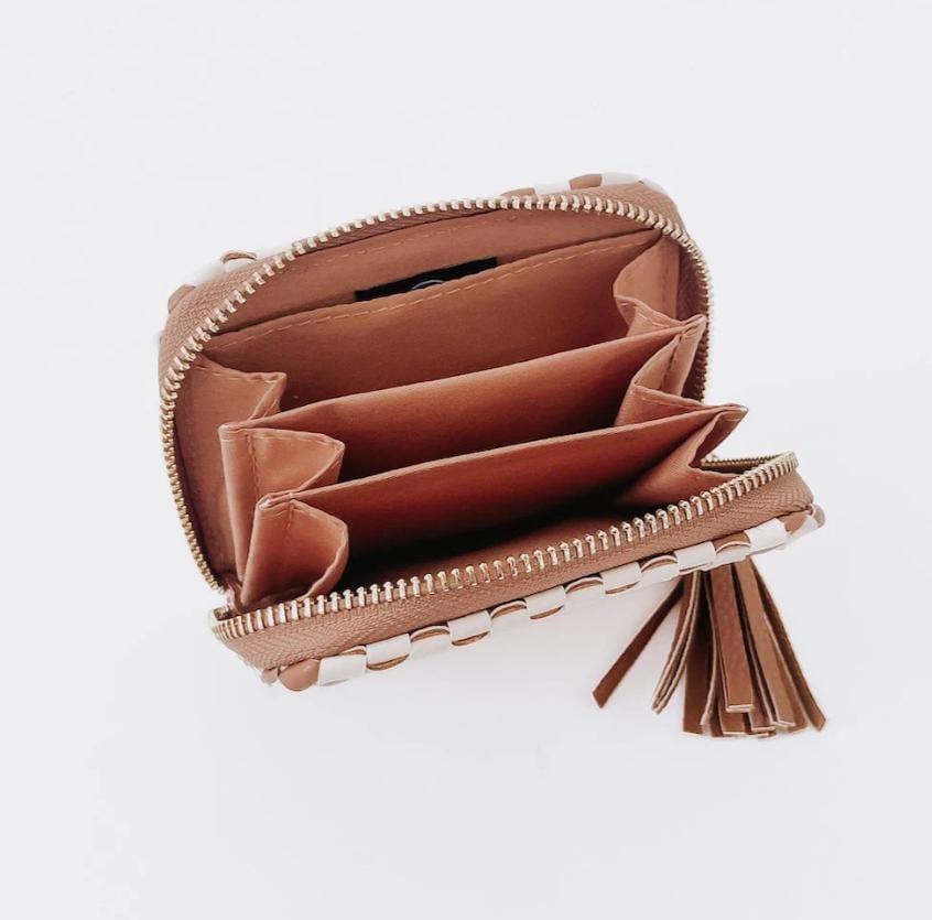 Wynona Woven Wallet for Women | Vegan Leather Zip Wallet