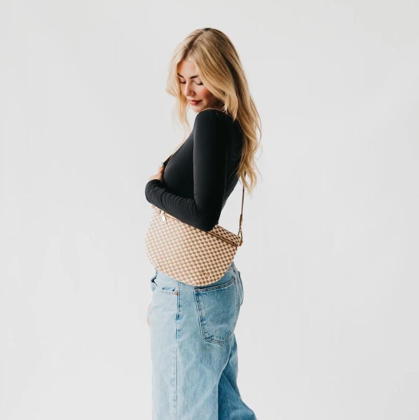 Women’s Woven Crossbody Bum Bag | Neutral Sling Bag | Trendy Everyday Fanny Pack