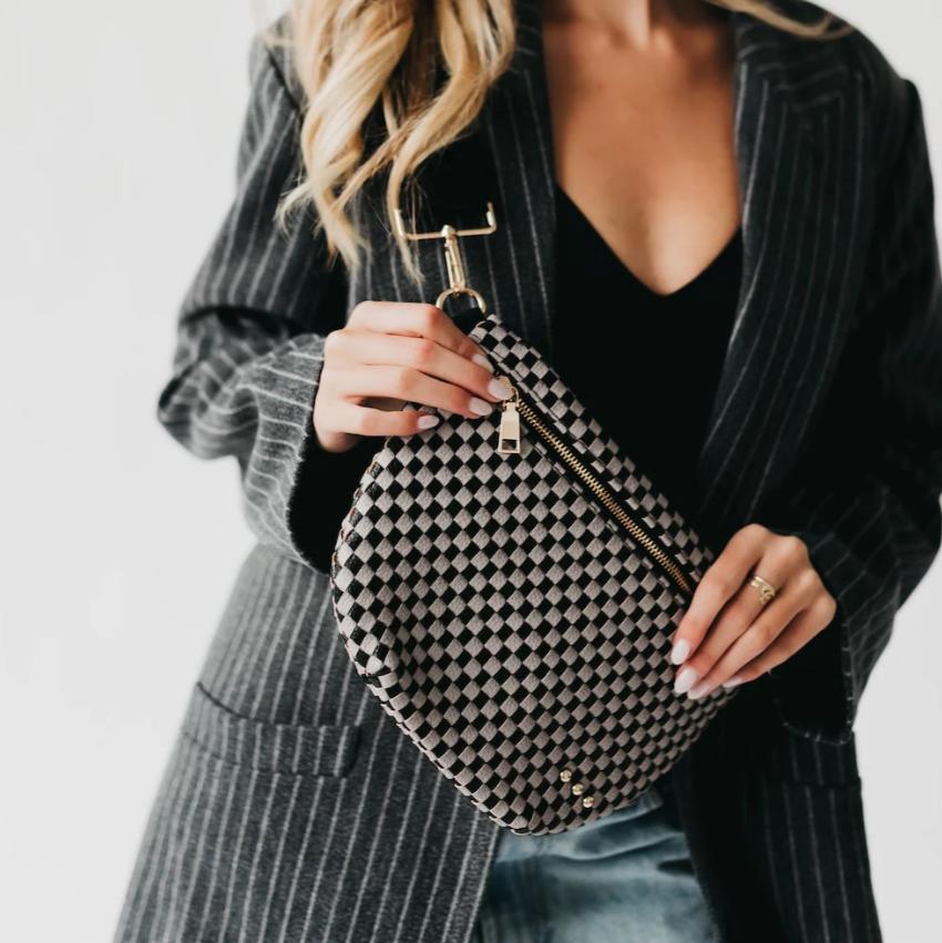Women’s Woven Crossbody Bum Bag | Neutral Sling Bag | Trendy Everyday Fanny Pack
