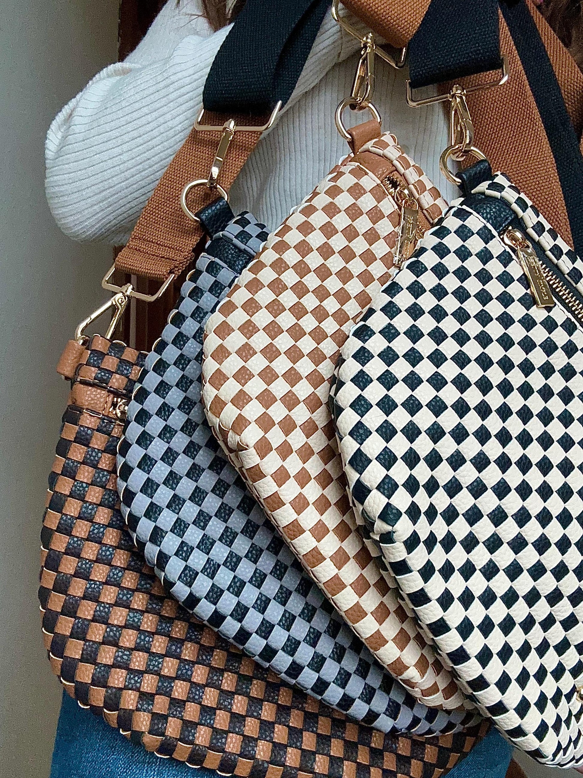 Women’s Woven Crossbody Bum Bag | Neutral Sling Bag | Trendy Everyday Fanny Pack