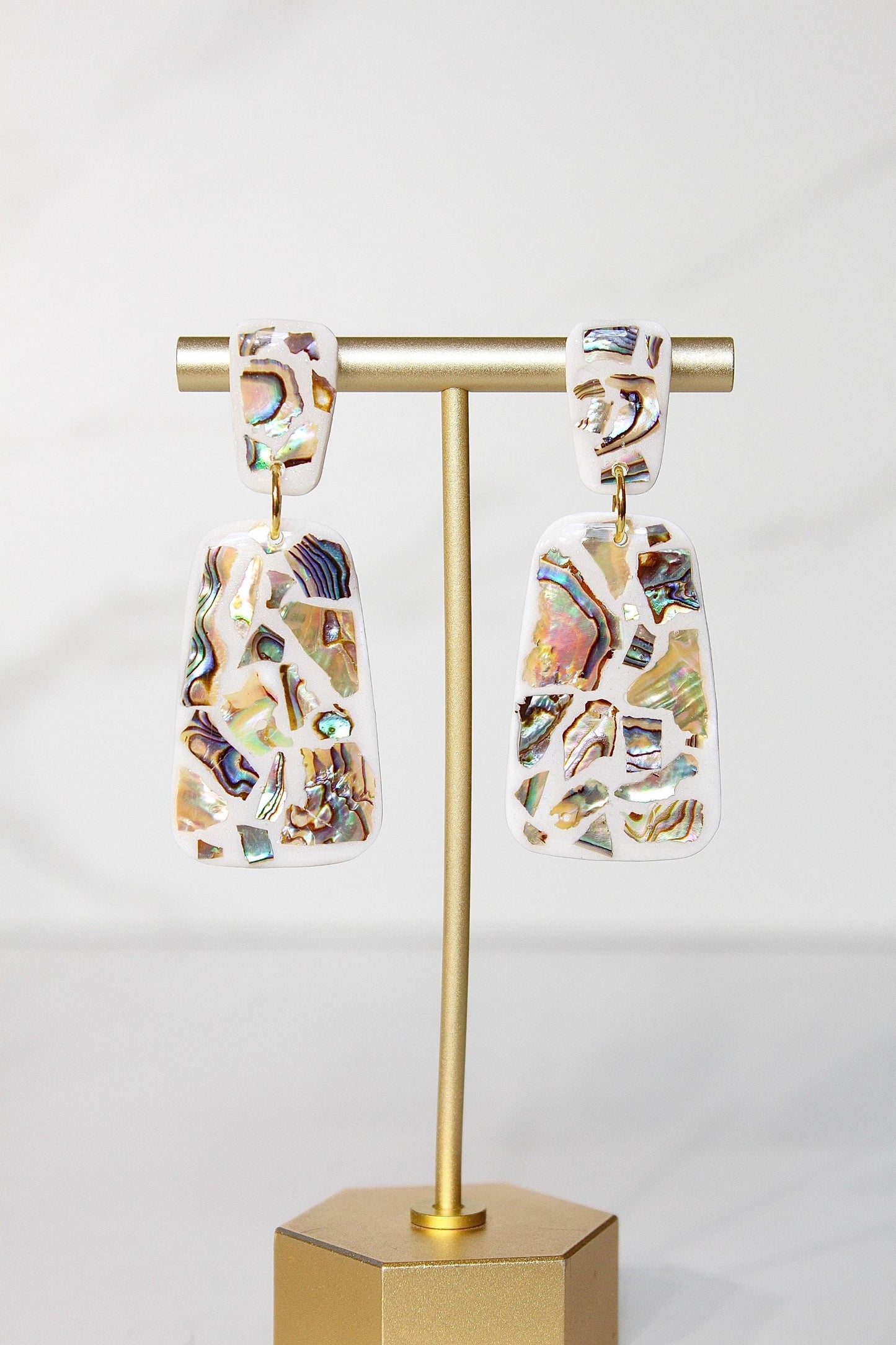 Lumière Drop Earrings | Iridescent Shell Statement Earrings