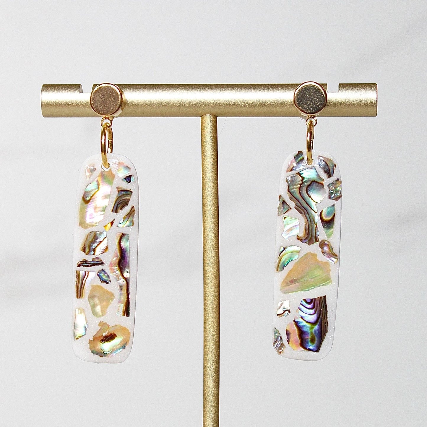 Lumière Drop Earrings | Iridescent Shell Statement Earrings