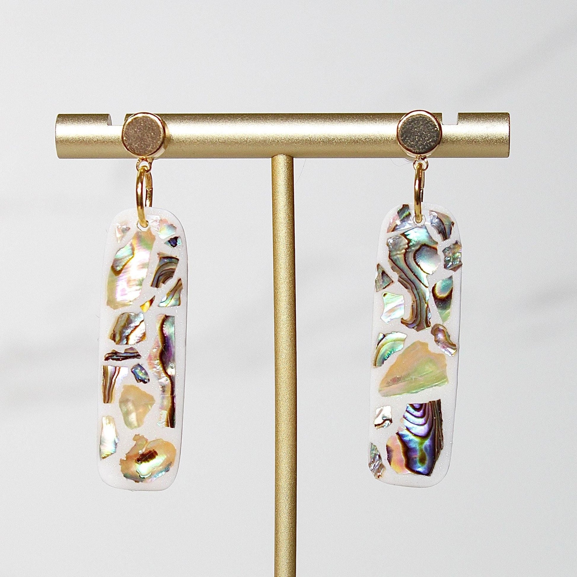 Lumière Drop Earrings | Iridescent Shell Statement Earrings