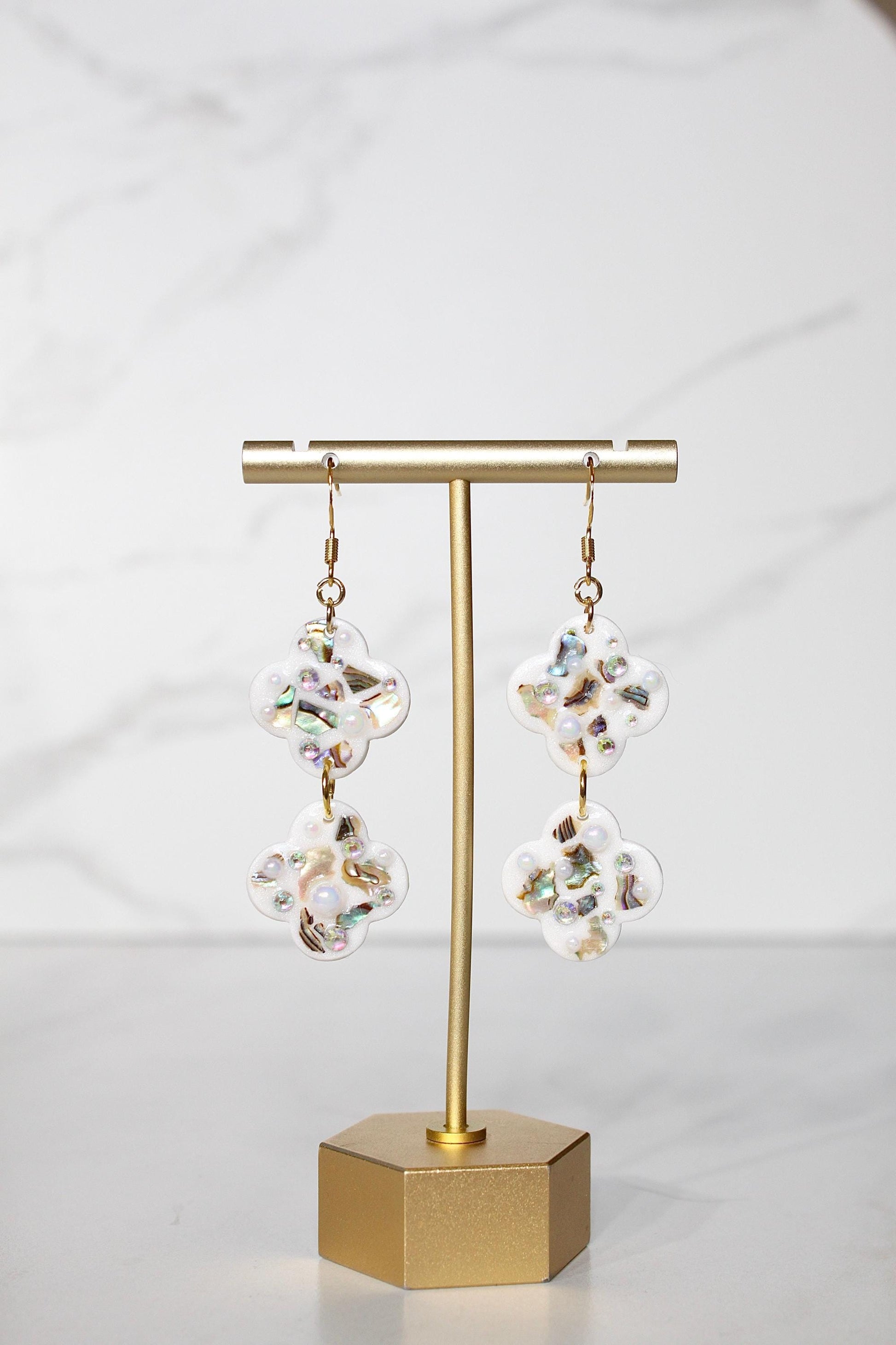 Lumière Drop Earrings | Iridescent Shell Statement Earrings