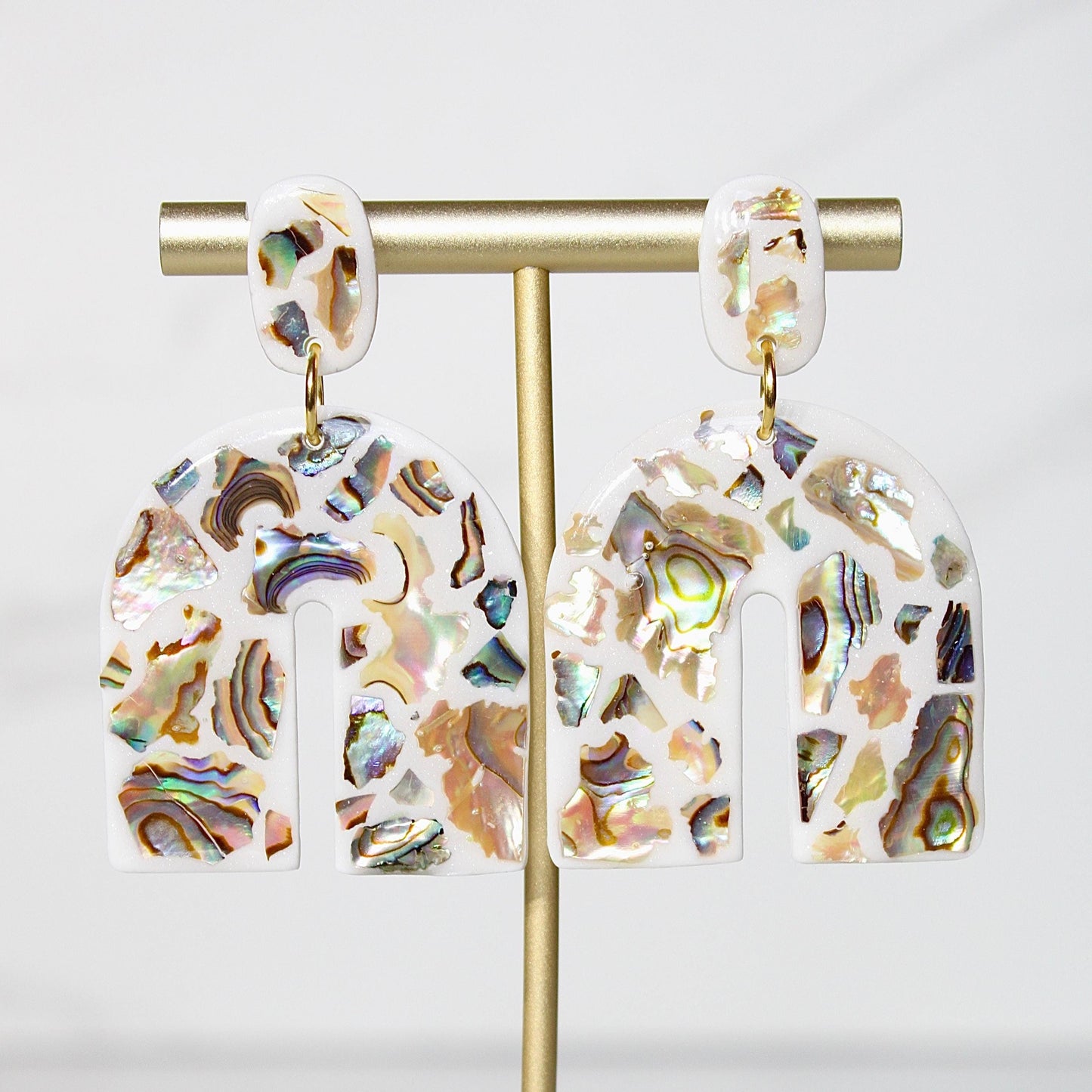 Lumière Arch Earrings | Iridescent Shell Statement Earrings