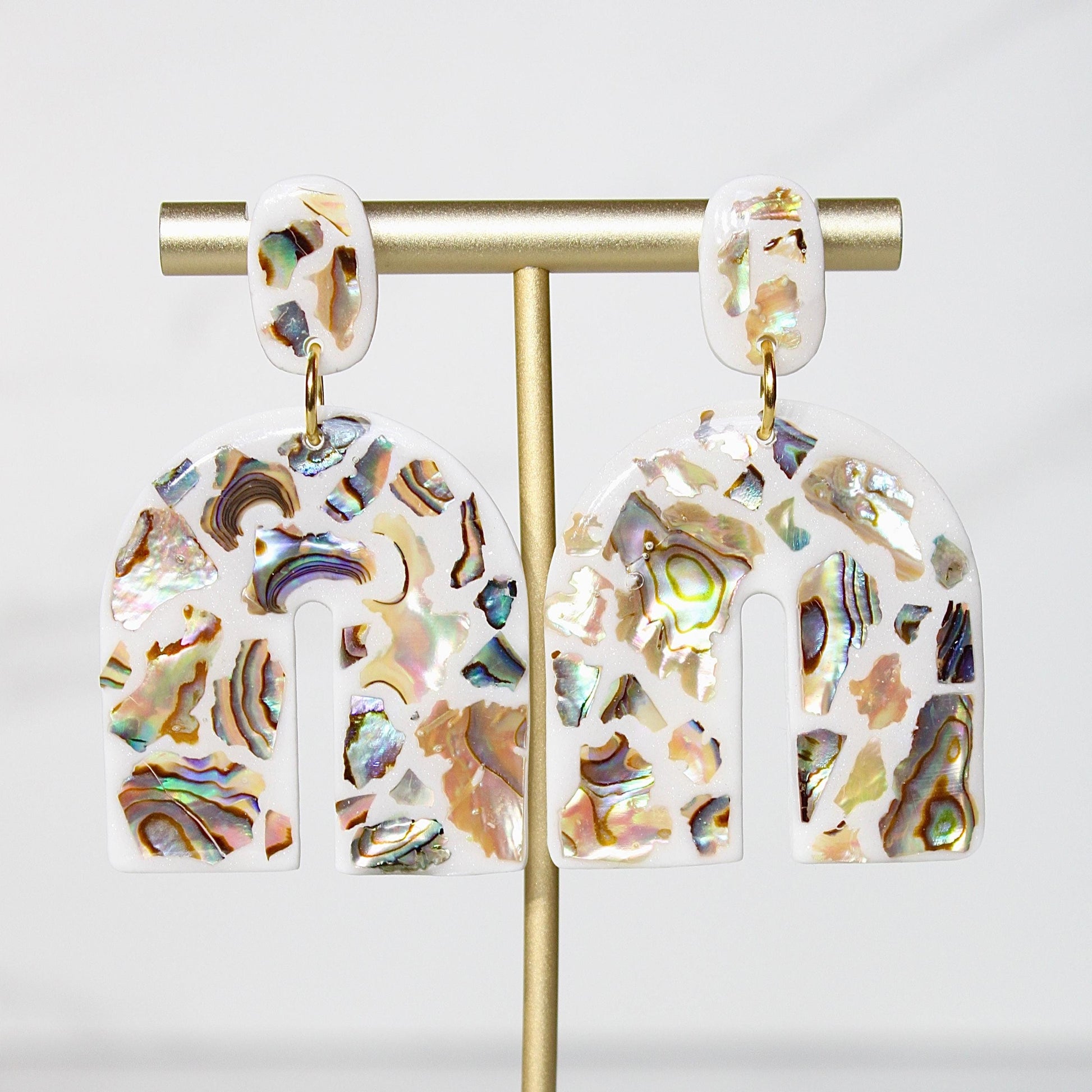Lumière Arch Earrings | Iridescent Shell Statement Earrings