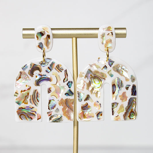 Lumière Arch Earrings | Iridescent Shell Statement Earrings