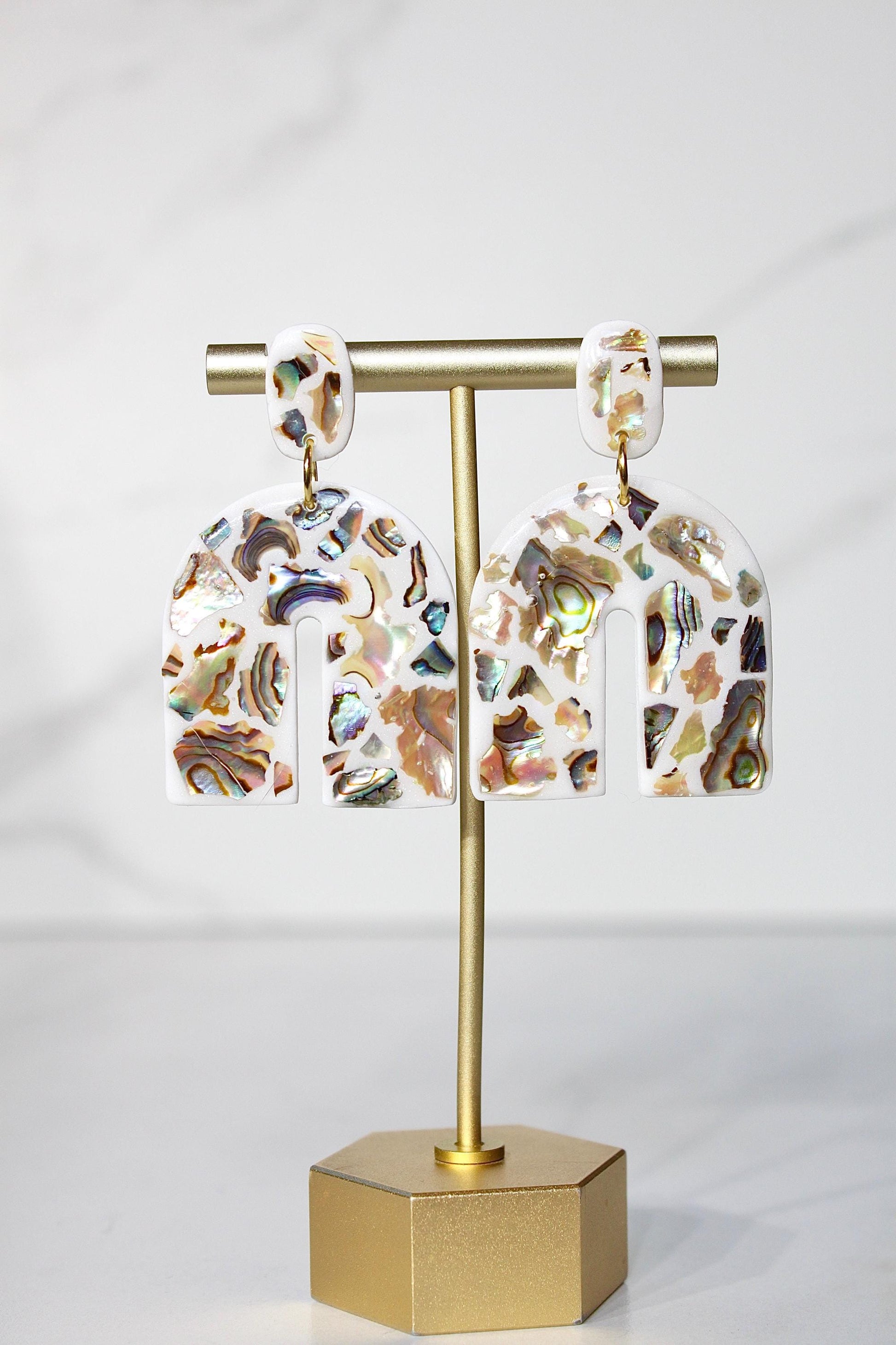 Lumière Arch Earrings | Iridescent Shell Statement Earrings