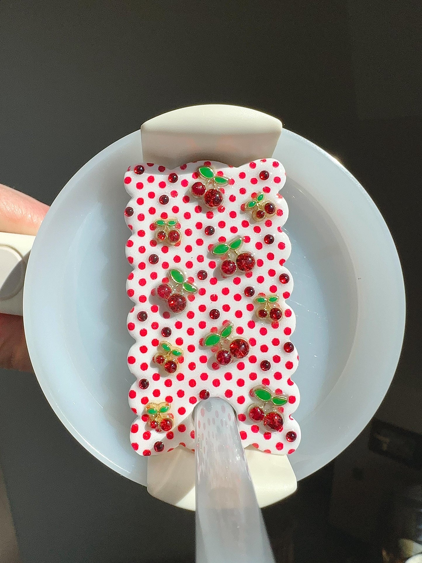 Cherry Polka Dot Stanley Tumbler Topper